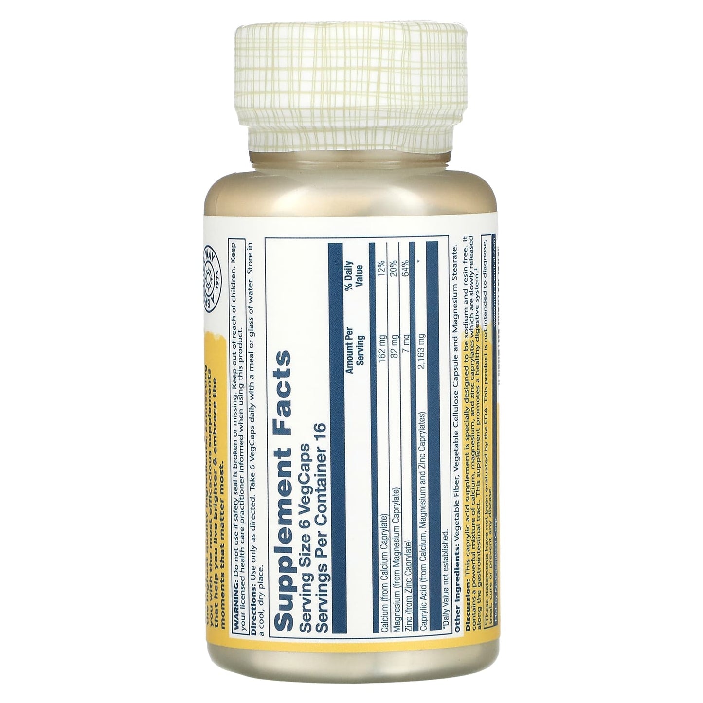 Solaray, Capryl, Sodium-Free, Resin-Free, 100 VegCaps UPC 076280081305 | HiLife Vitamins
