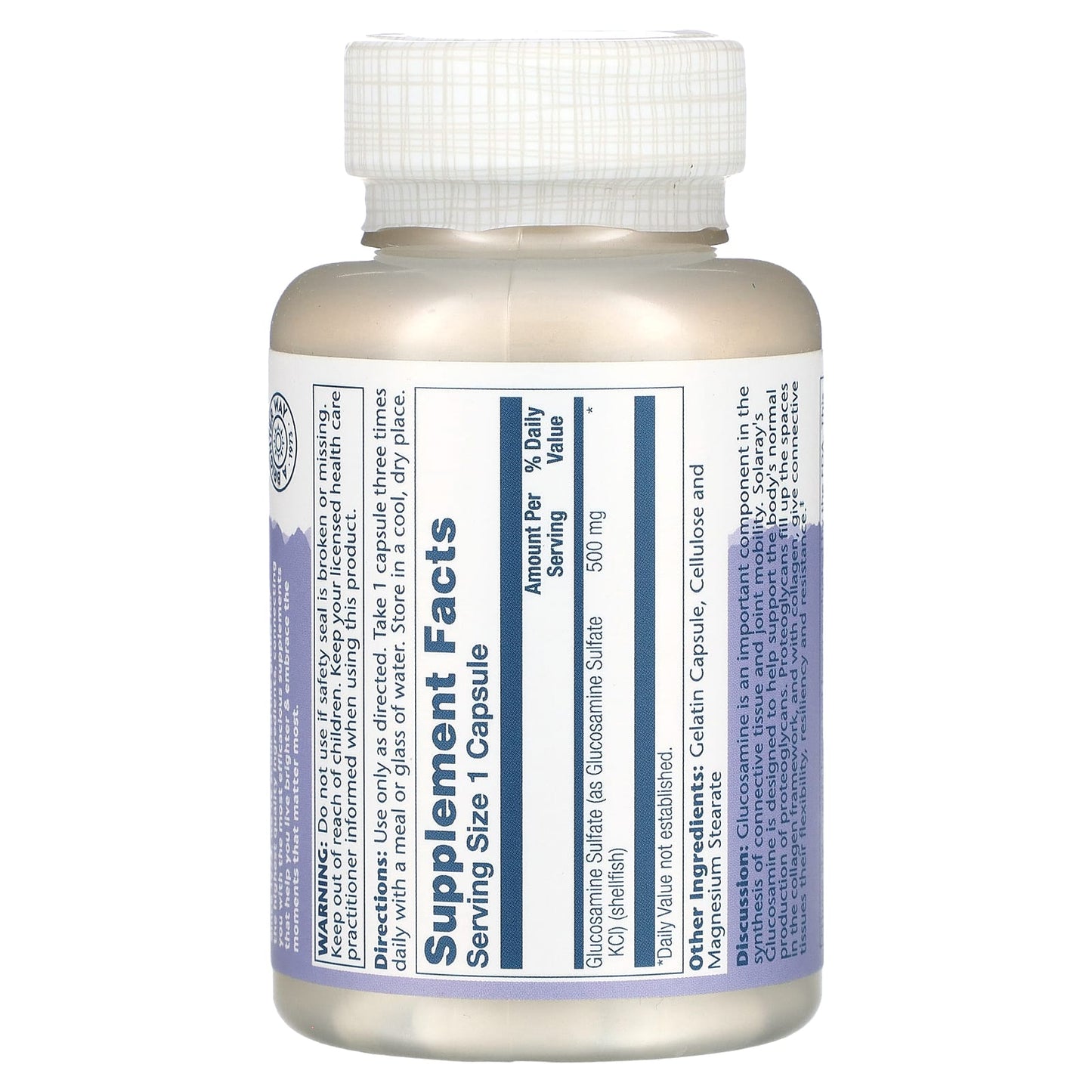 Solaray, Glucosamine Sulfate, 500 mg, 120 Capsules UPC 076280081459 | HiLife Vitamins