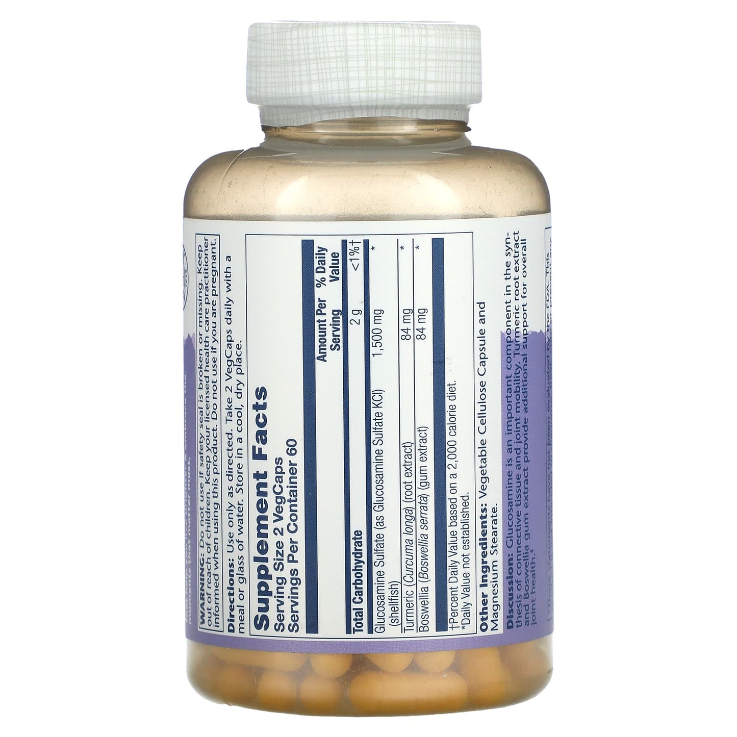 Solaray, Glucosamine Sulfate 1500 mg, 120 VegCaps UPC 076280081527 | HiLife Vitamins