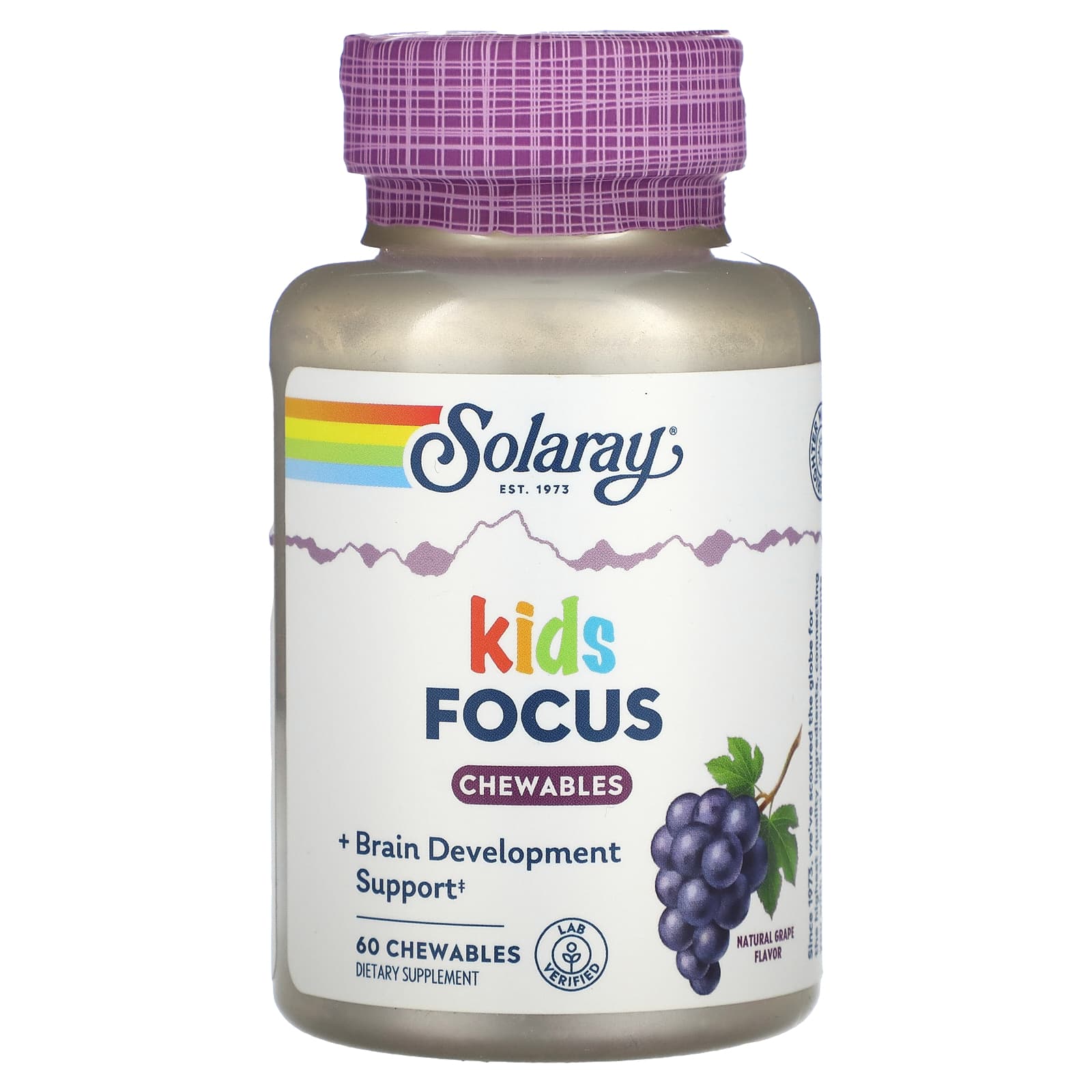 Solaray, Focus For Children Grape, 60 Chewable UPC 076280083781 | HiLife Vitamins