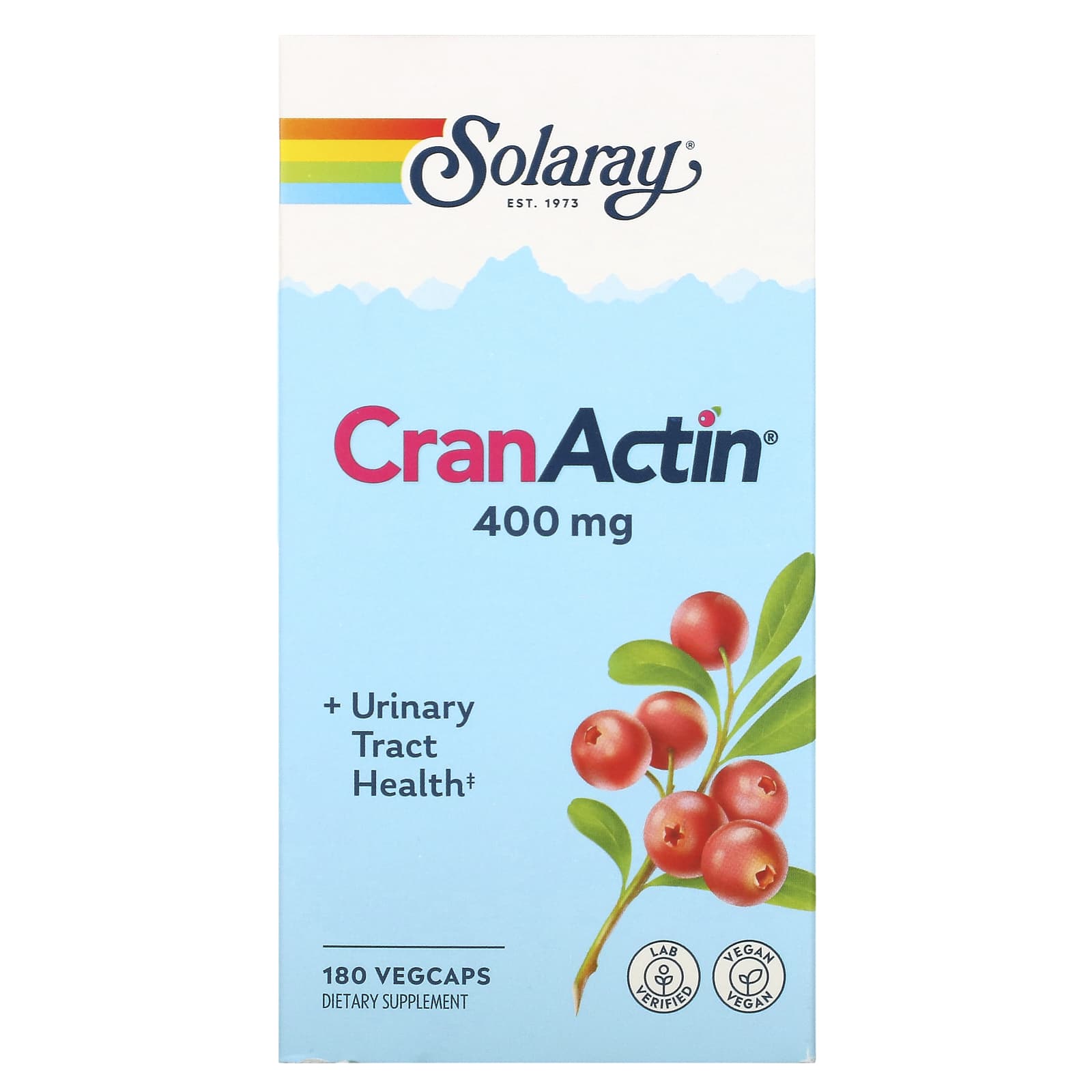 Solaray, CranActin, Urinary Tract Health, 180 VegCaps UPC 076280084221 | HiLife Vitamins