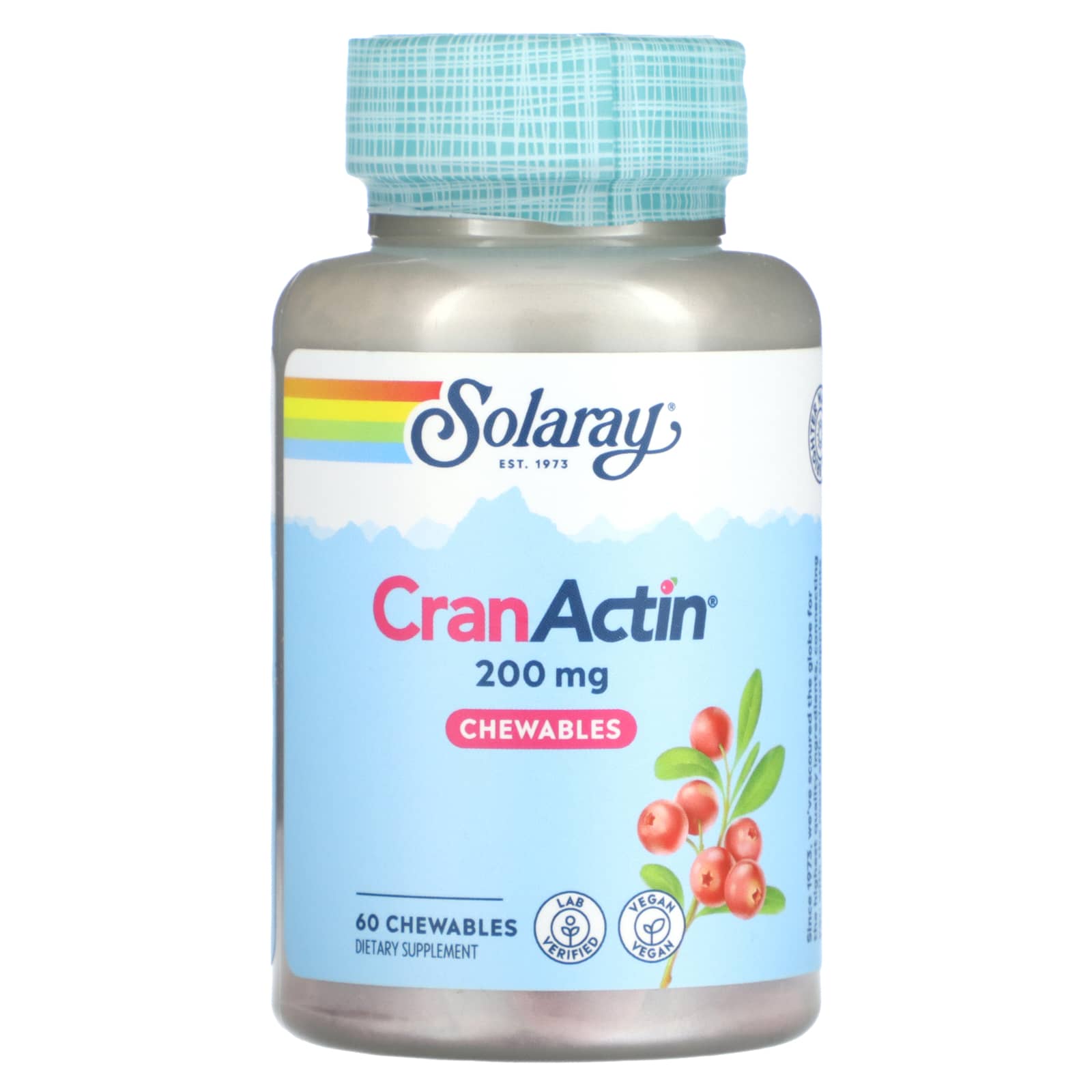 Solaray, CranActin, Chewables, 200 mg, 60 Chewables UPC 076280084245 | HiLife Vitamins