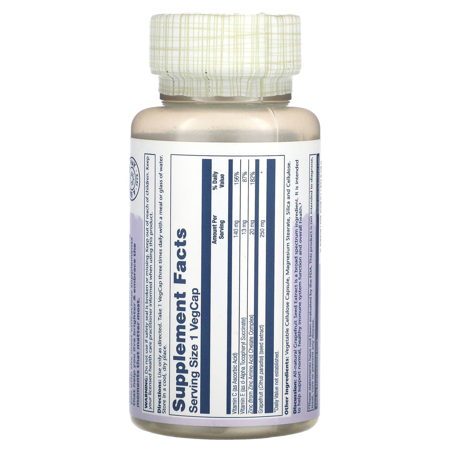 Solaray, Grapefruit Seed Extract, 250 mg, 60 Capsules UPC 076280085204 | HiLife Vitamins