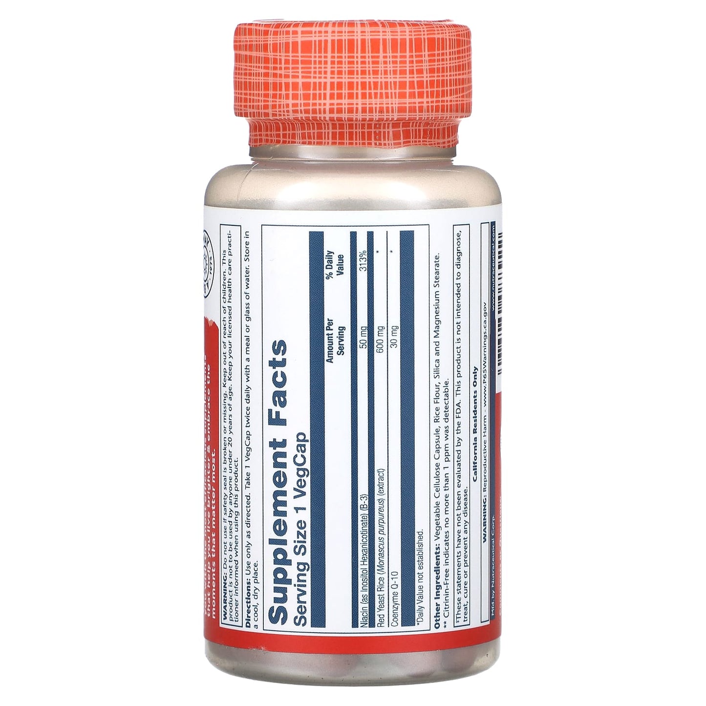 Solaray, Red Yeast Rice + Coq-10 600/30 mg, 60 VegCaps UPC 076280088922 | HiLife Vitamins