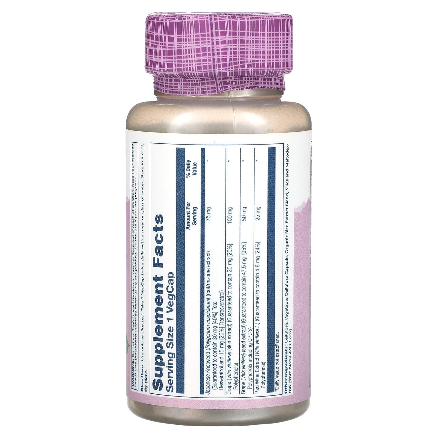 Solaray, Vital Extracts, Resveratrol, 75 mg, 60 Capsules UPC 076280103489 | HiLife Vitamins