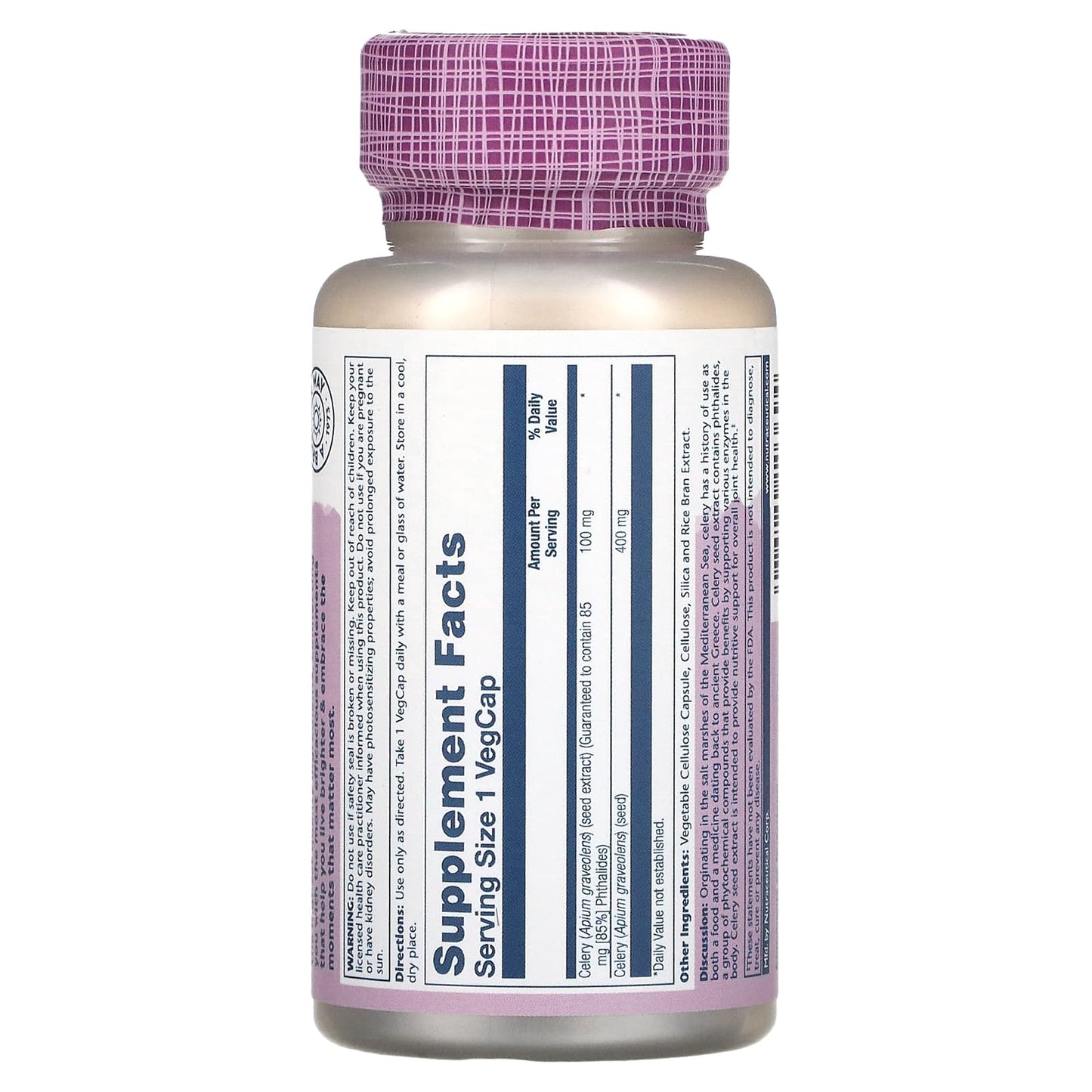 Solaray, Celery Seed, Vital Extracts, 100 mg, 30 VegCaps UPC 076280103694 | HiLife Vitamins