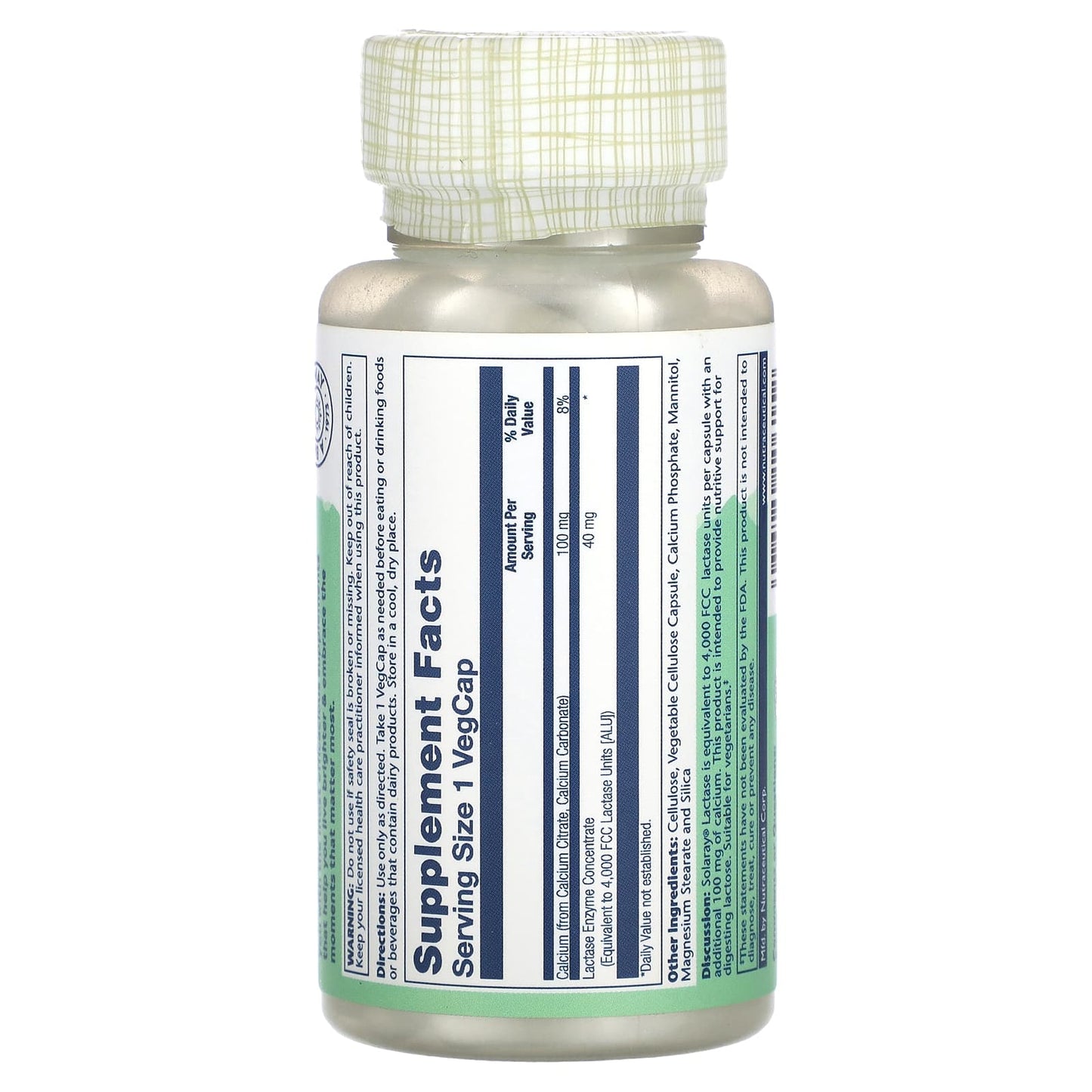 Solaray, Lactase, 100 VegCaps UPC 076280106152 | HiLife Vitamins