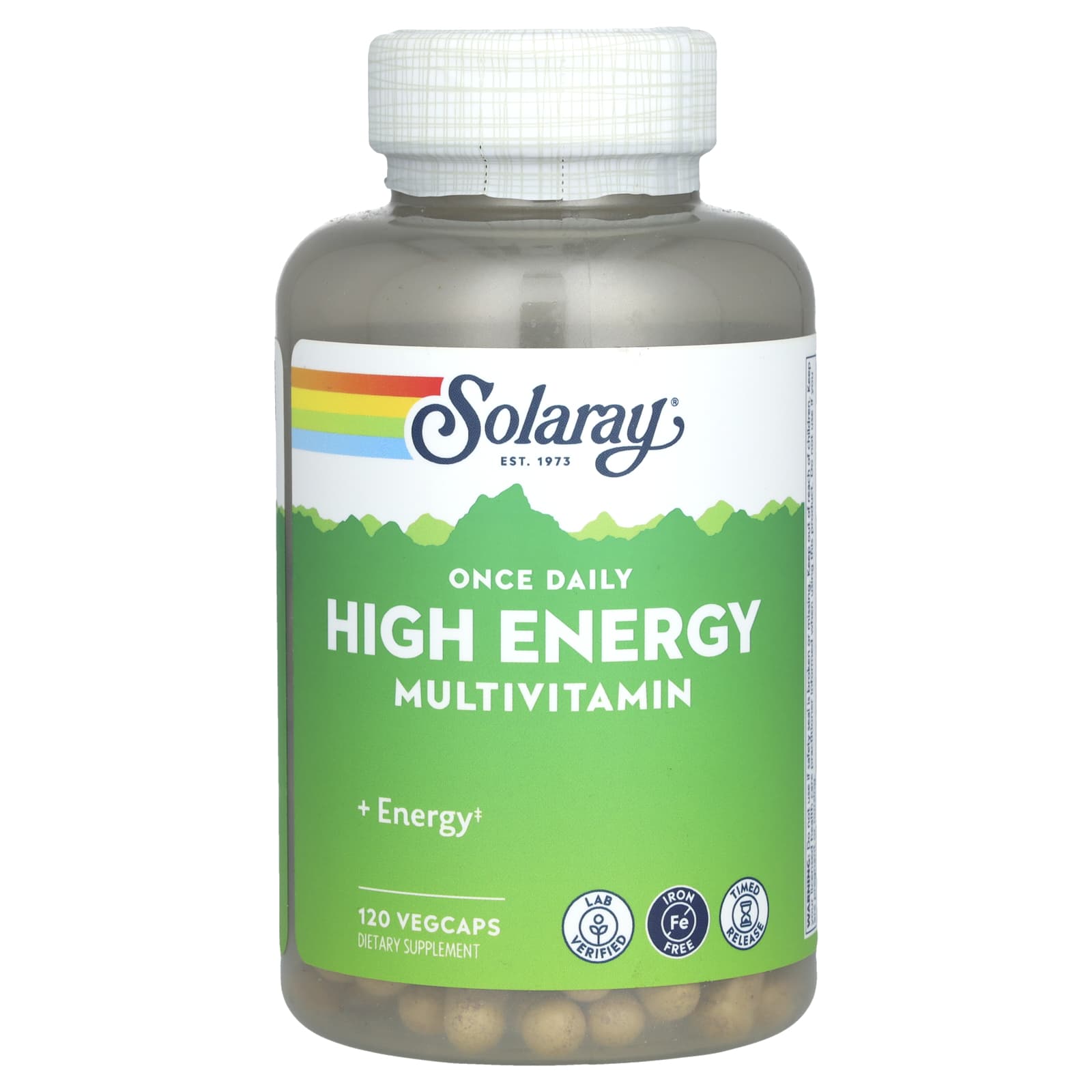 Solaray, Once Daily High Energy Timed Release Iron Free, 120 VegCaps UPC 076280109054 | HiLife Vitamins
