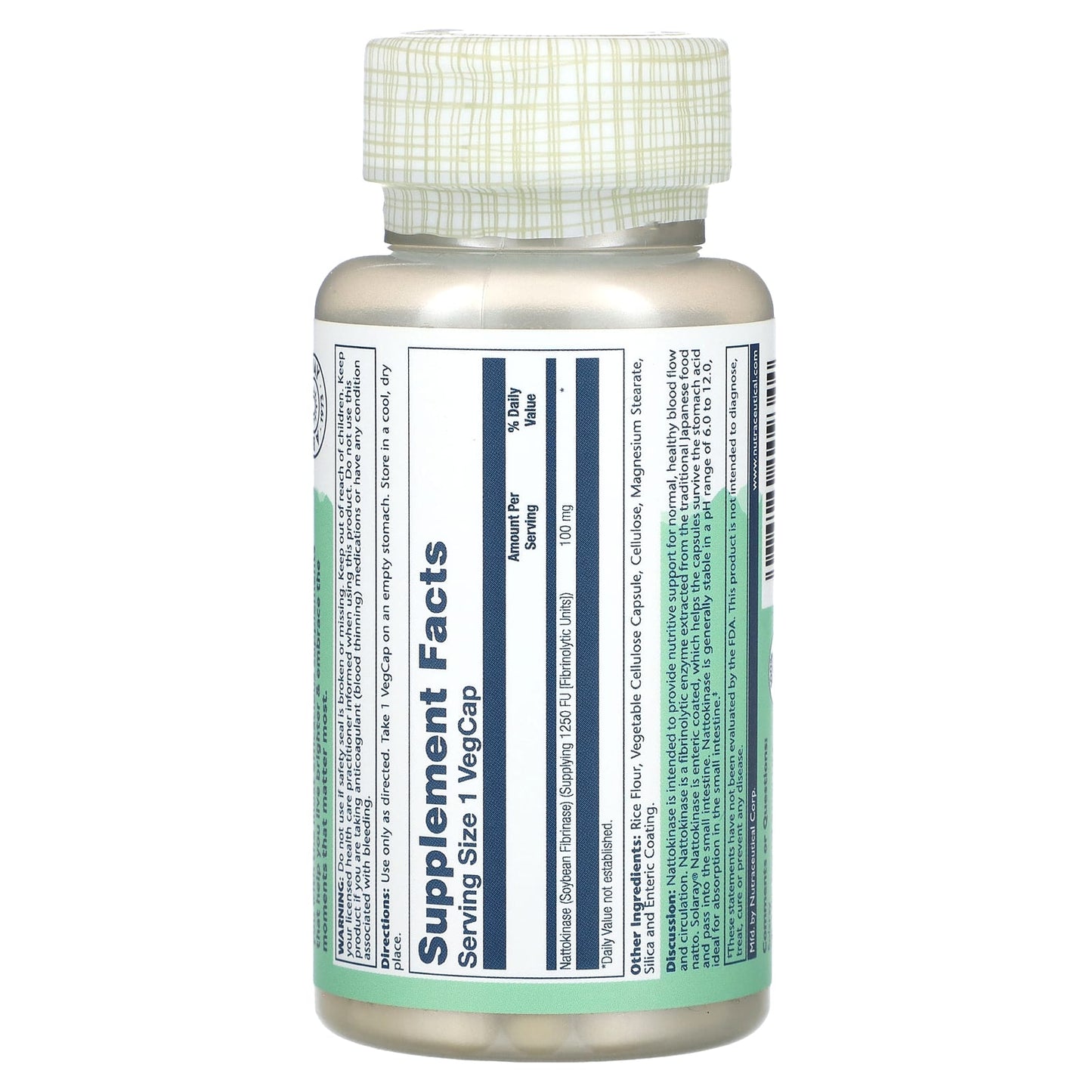Solaray, Nattokinase, 100 mg, 1,250 FU, 30 VegCaps UPC 076280109344 | HiLife Vitamins