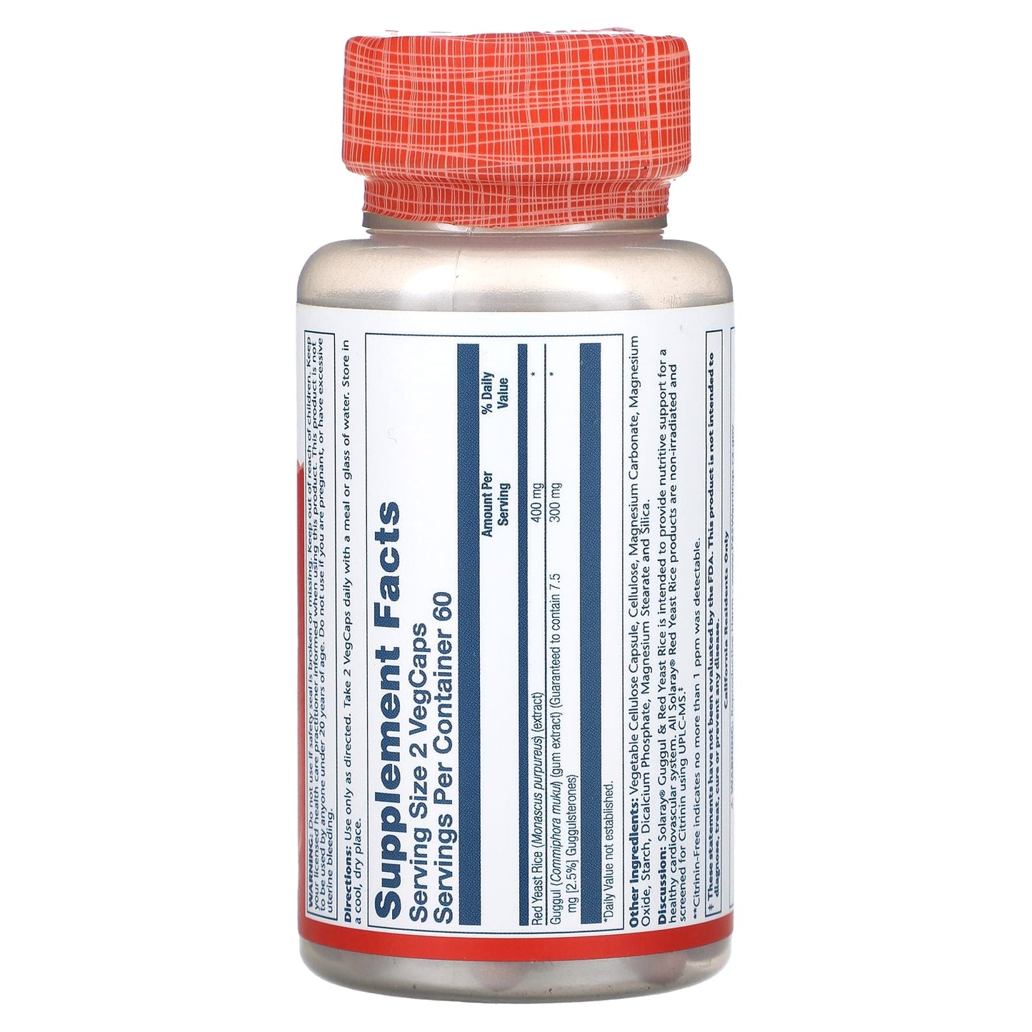 Solaray, Guggul & Red Yeast Rice 300/400 mg, 120 VegCaps UPC 076280111019 | HiLife Vitamins
