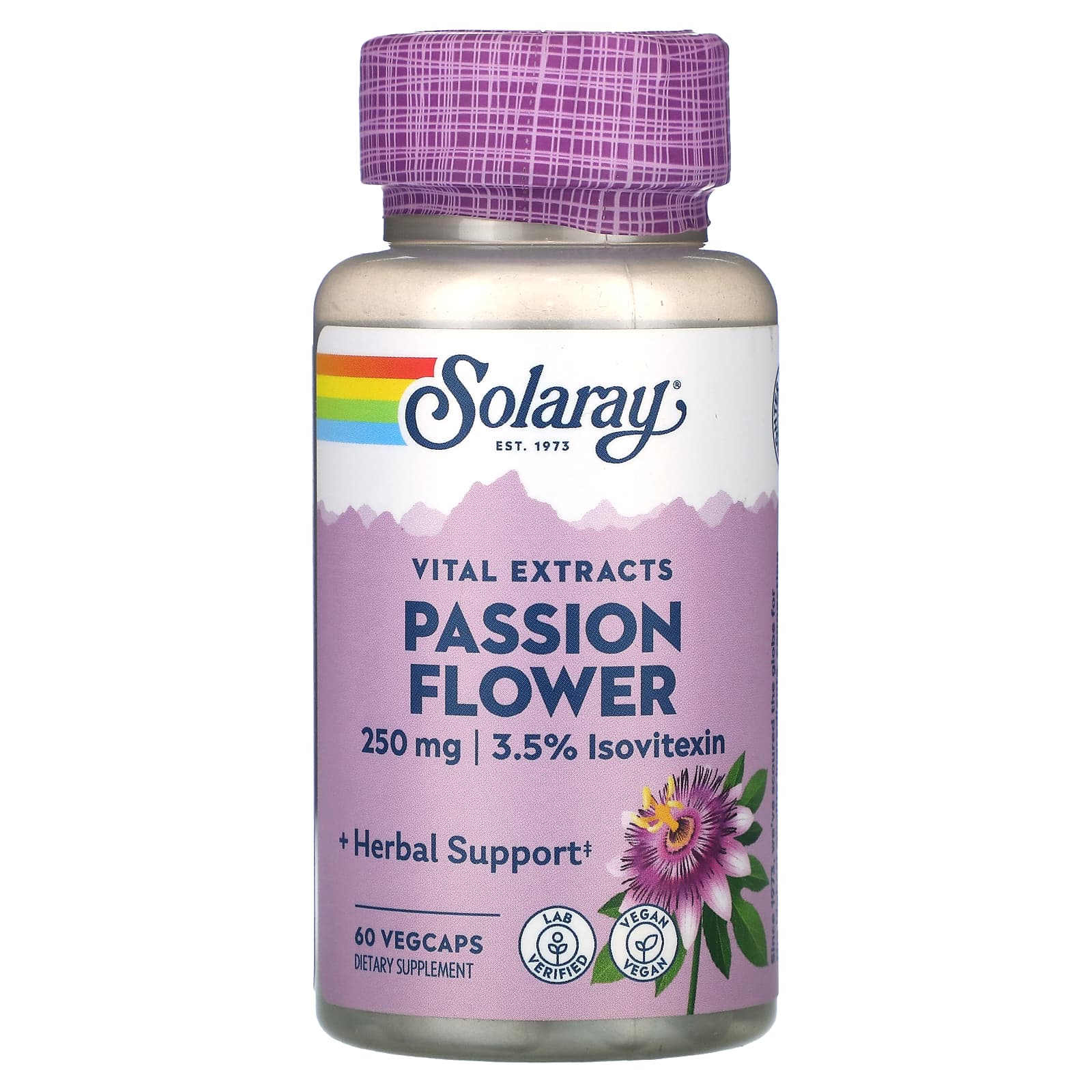 Solaray, Vital Extracts, Passion FLower, 250 mg, 60 VegCaps UPC 076280111040 | HiLife Vitamins