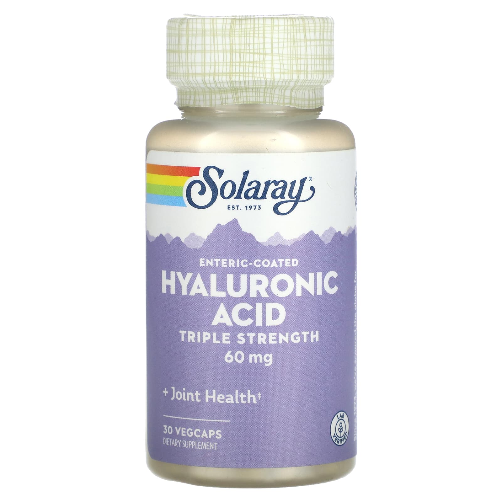 Solaray, Enteric-Coated Hyaluronic Acid, Triple Strength, 60 mg, 30 VegCaps UPC 076280114836 | HiLife Vitamins