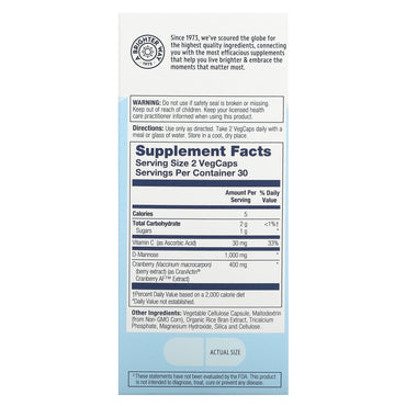 Solaray, D-Mannose With Cranactin 1000 mg, 60 VegCaps UPC 076280117776 | HiLife Vitamins