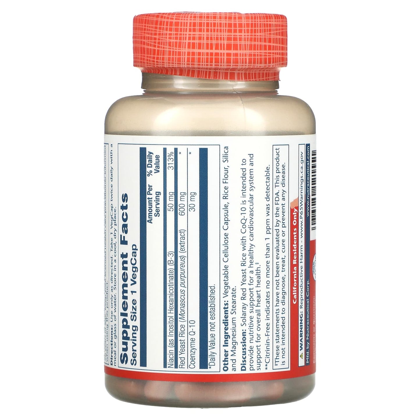 Solaray, Red Yeast Rice CoQ-10, 90 VegCaps UPC 076280121551 | HiLife Vitamins