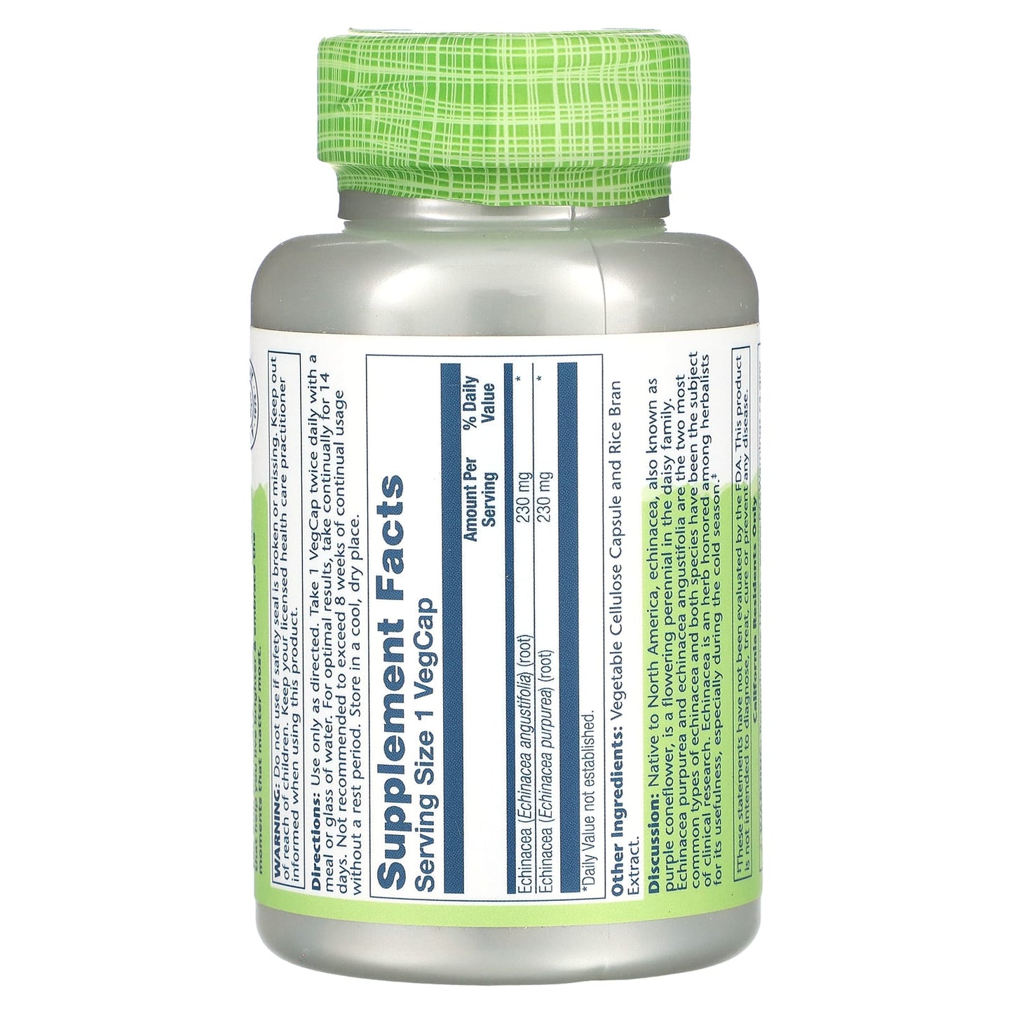 Solaray, True Herbs, Echinacea, 460 mg, 180 VegCaps UPC 076280124354 | HiLife Vitamins