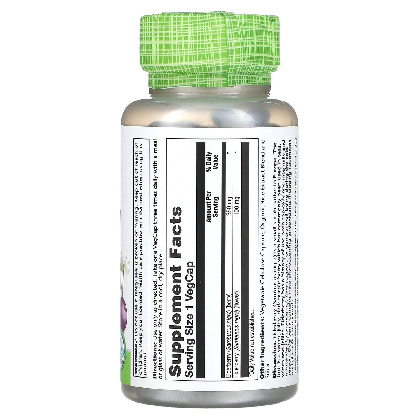 Solaray, Elderberry Berries & Flowers 575 mg, 100 VegCaps UPC 076280124453 | HiLife Vitamins
