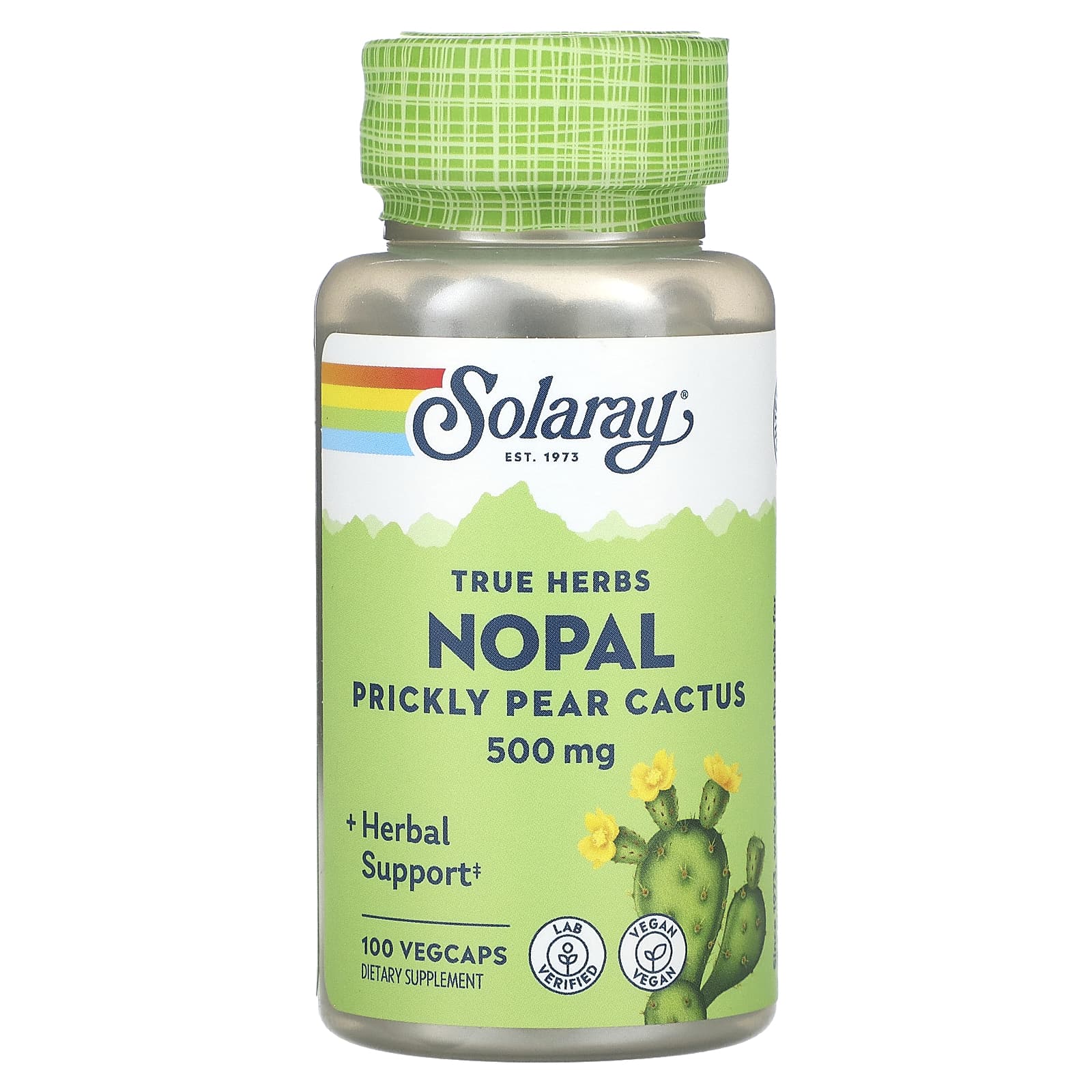 Solaray, True Herbs, Nopal, Prickly Pear Cactus, 500 mg, 100 VegCaps UPC 076280126259 | HiLife Vitamins