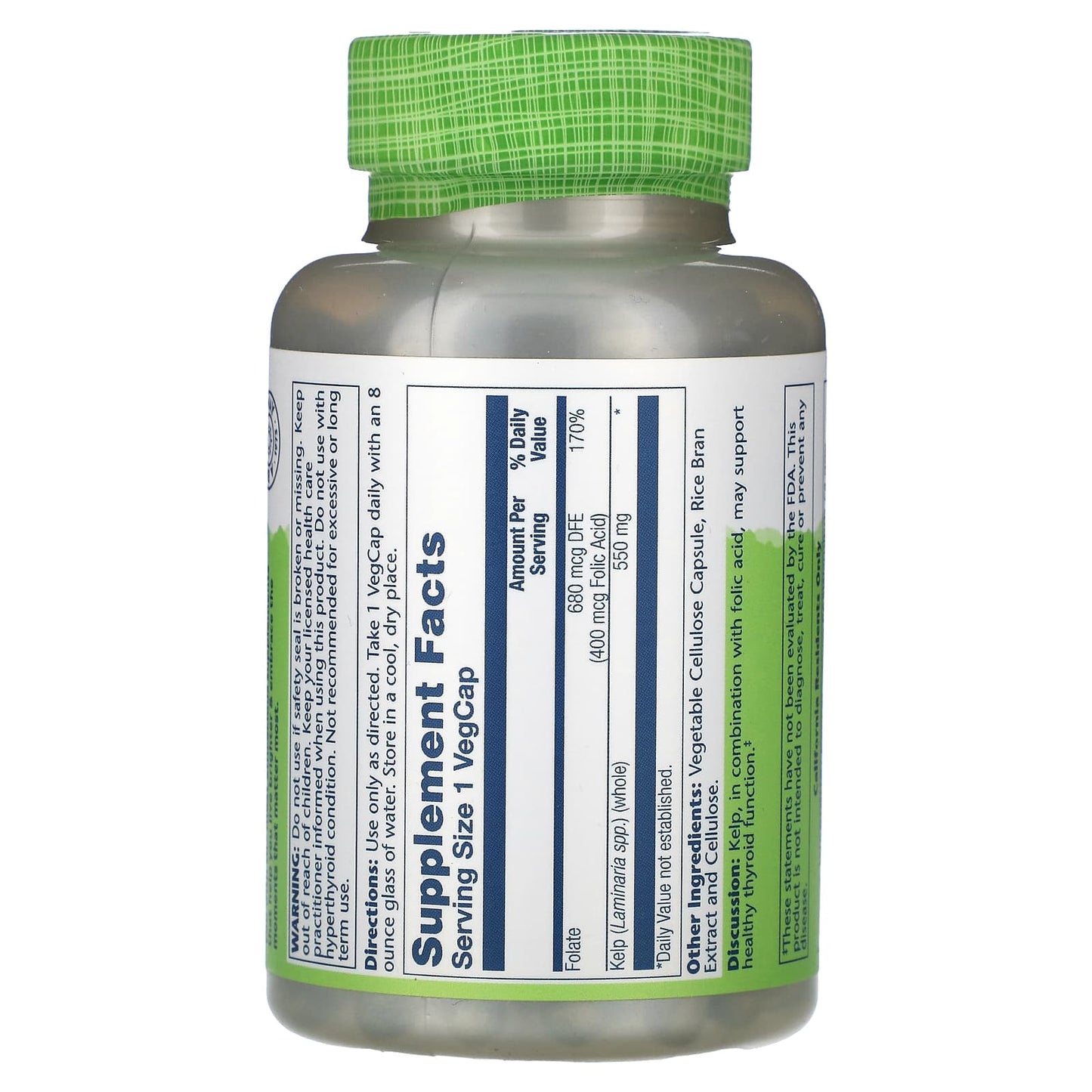 Solaray, True Herbs, Kelp, 550 mg, 180 VegCaps UPC 076280136517 | HiLife Vitamins