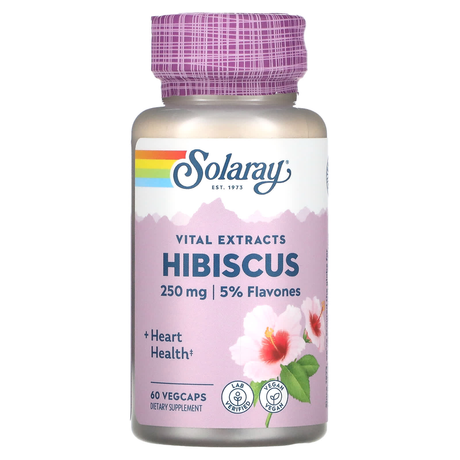 Solaray, hibiscus extract 250mg, 60 VegCaps UPC 076280173987 | HiLife Vitamins
