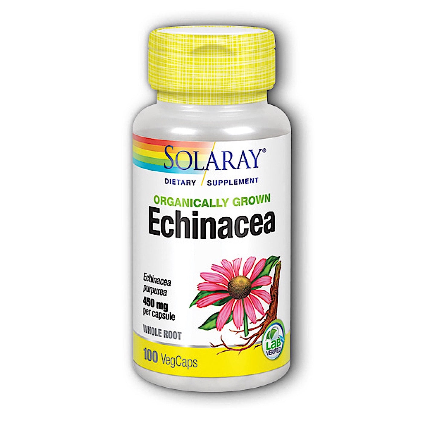 Solaray, Echinacea Purpurea Root 450mg, 100 VegCaps UPC 076280192421 | HiLife Vitamins