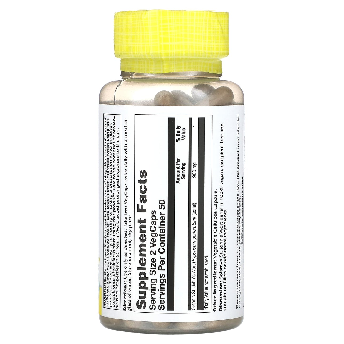 Solaray, St. John's Wort, 100 VegCaps UPC 076280195538 | HiLife Vitamins