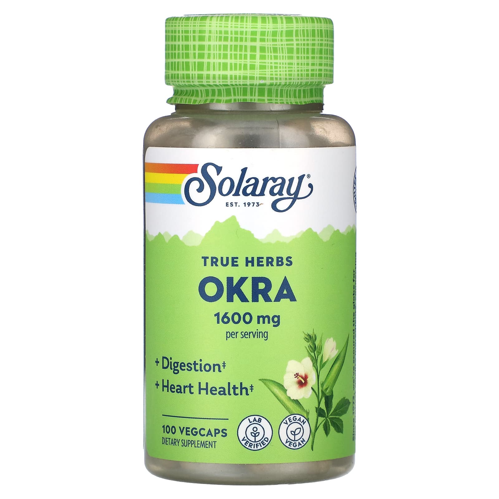 Solaray, True Herbs, Okra, 400 mg, 100 VegCaps UPC 076280238877 | HiLife Vitamins