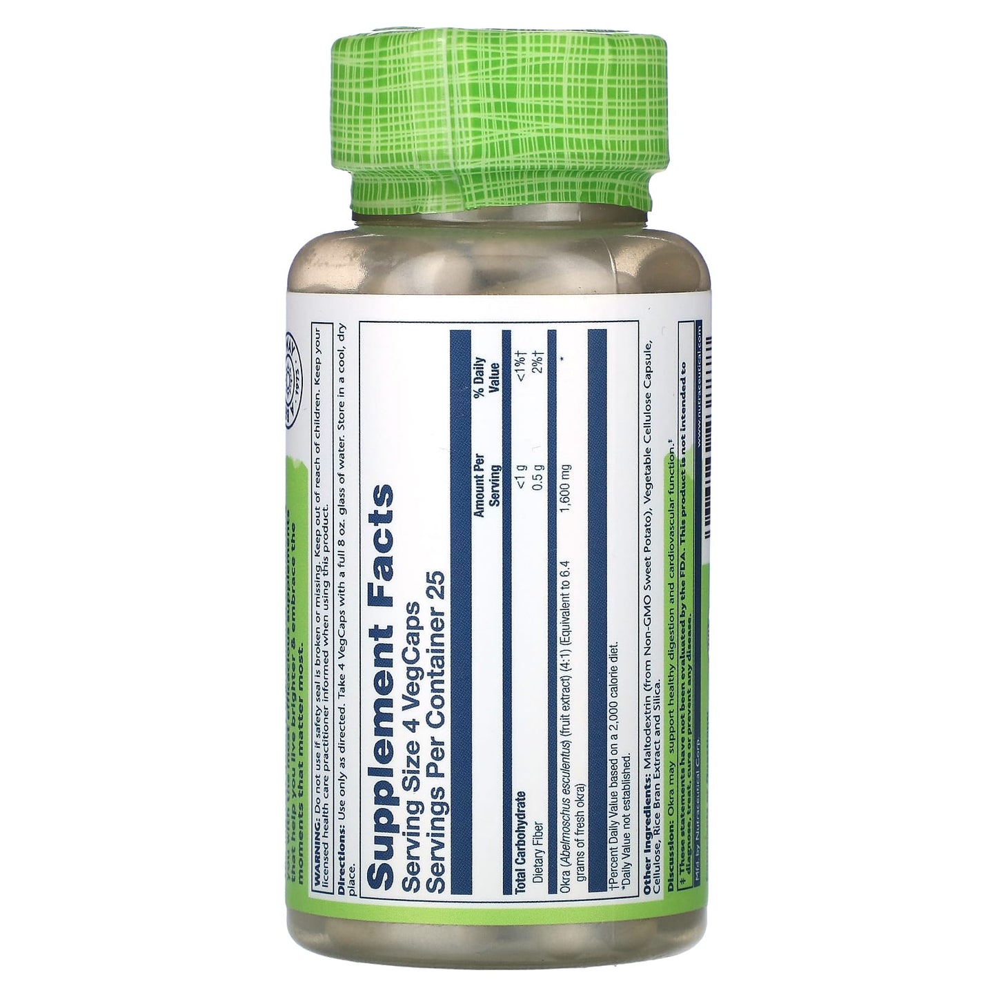 Solaray, True Herbs, Okra, 400 mg, 100 VegCaps UPC 076280238877 | HiLife Vitamins