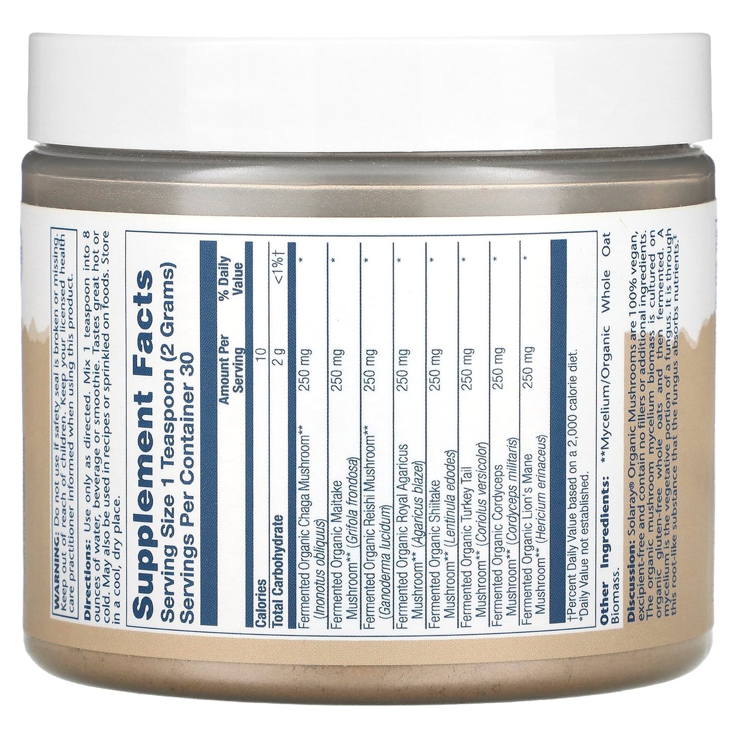 Solaray, Organic Fermented Mushroom Complete, 2.14 oz UPC 076280251036 | HiLife Vitamins