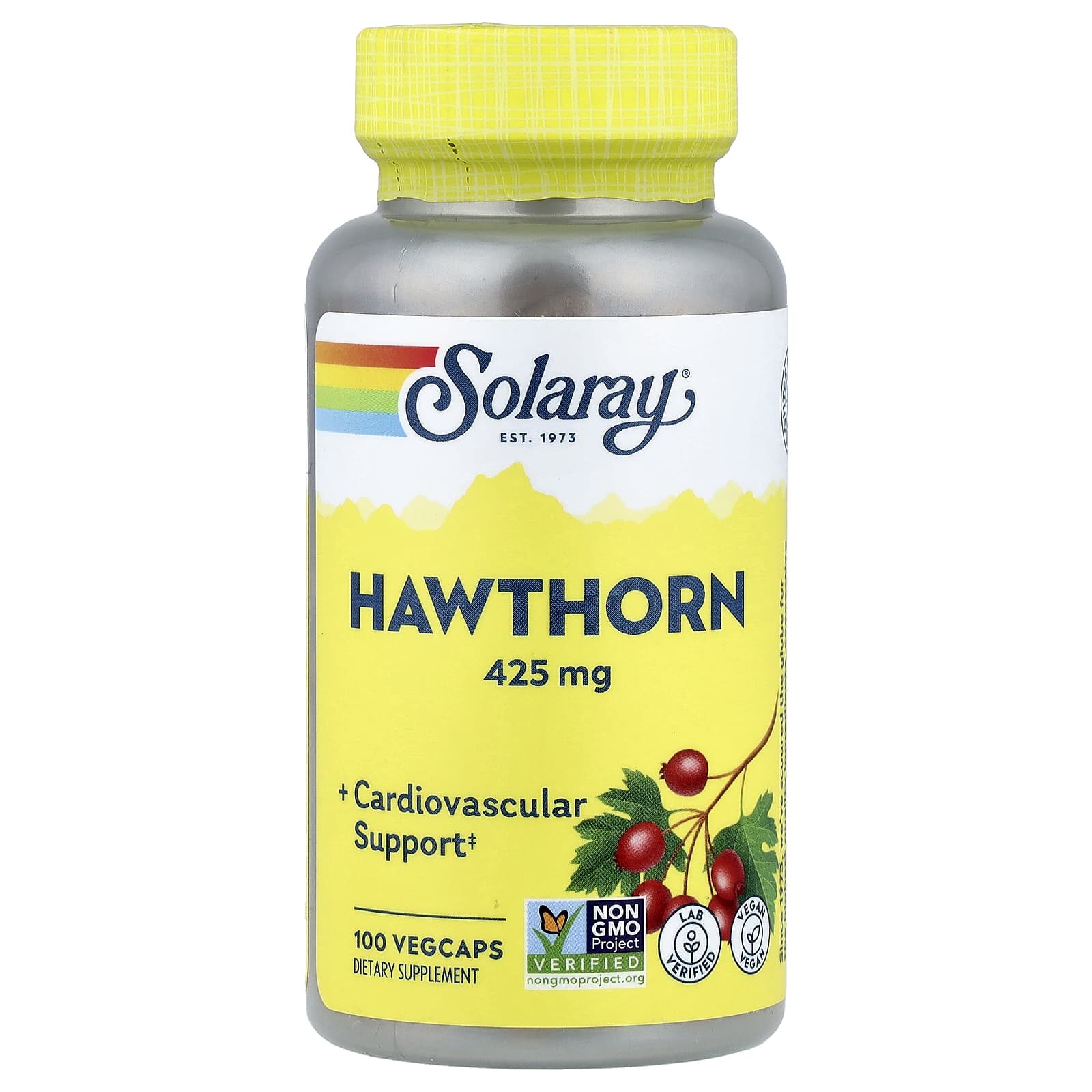 Solaray, Hawthorn, 425 mg, 100 VegCaps UPC 076280277371 | Hilife Vitamins