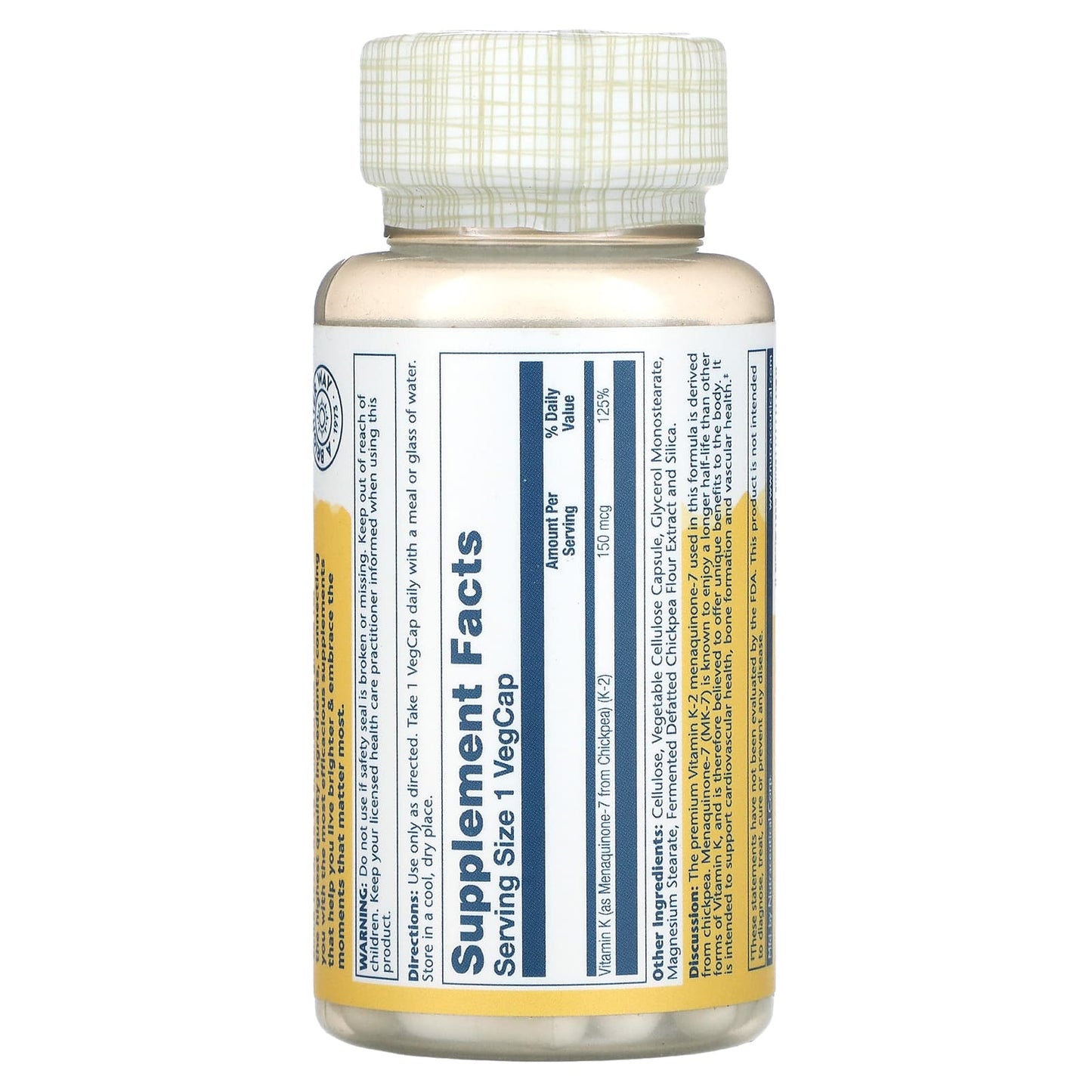 Solaray, Triple Strength K-2, MK-7, 30 VegCaps UPC 076280278774 | HiLife Vitamins
