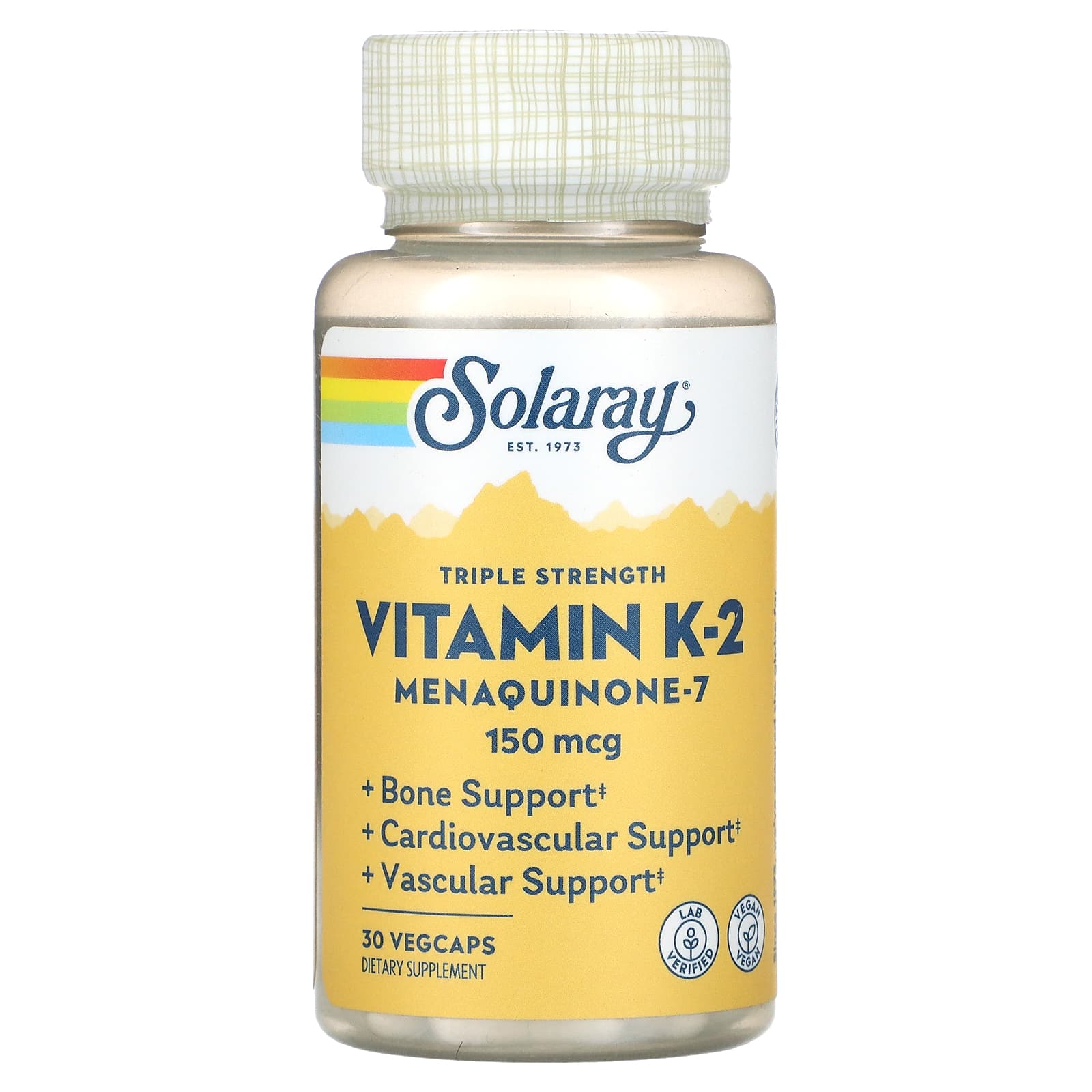 Solaray, Triple Strength K-2, MK-7, 30 VegCaps UPC 076280278774 | HiLife Vitamins