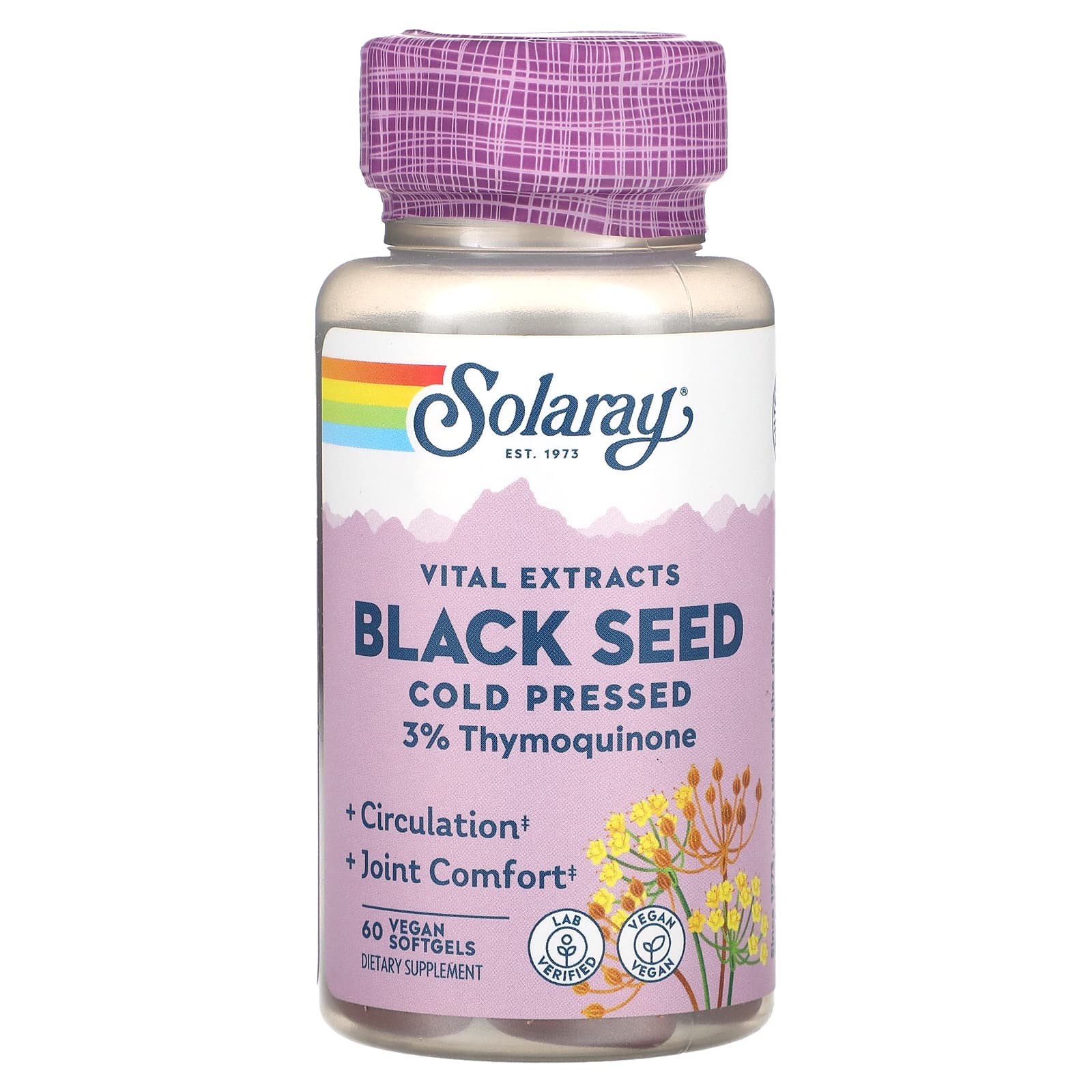 Solaray, Vital Extracts, Black Seed, Cold Pressed, 60 VegCaps UPC 076280292572 | HiLife Vitamins