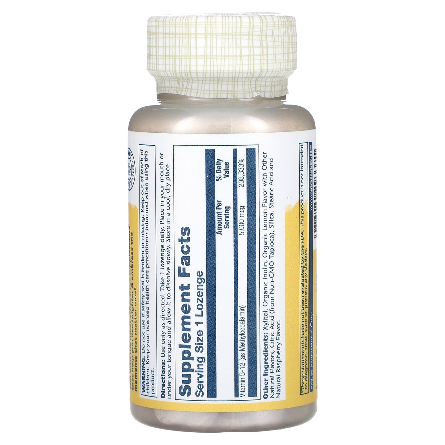 Solaray, Methyl B-12 Lemon 5000 Mcg, 60 Lozenges UPC 076280293371 | HiLife Vitamins
