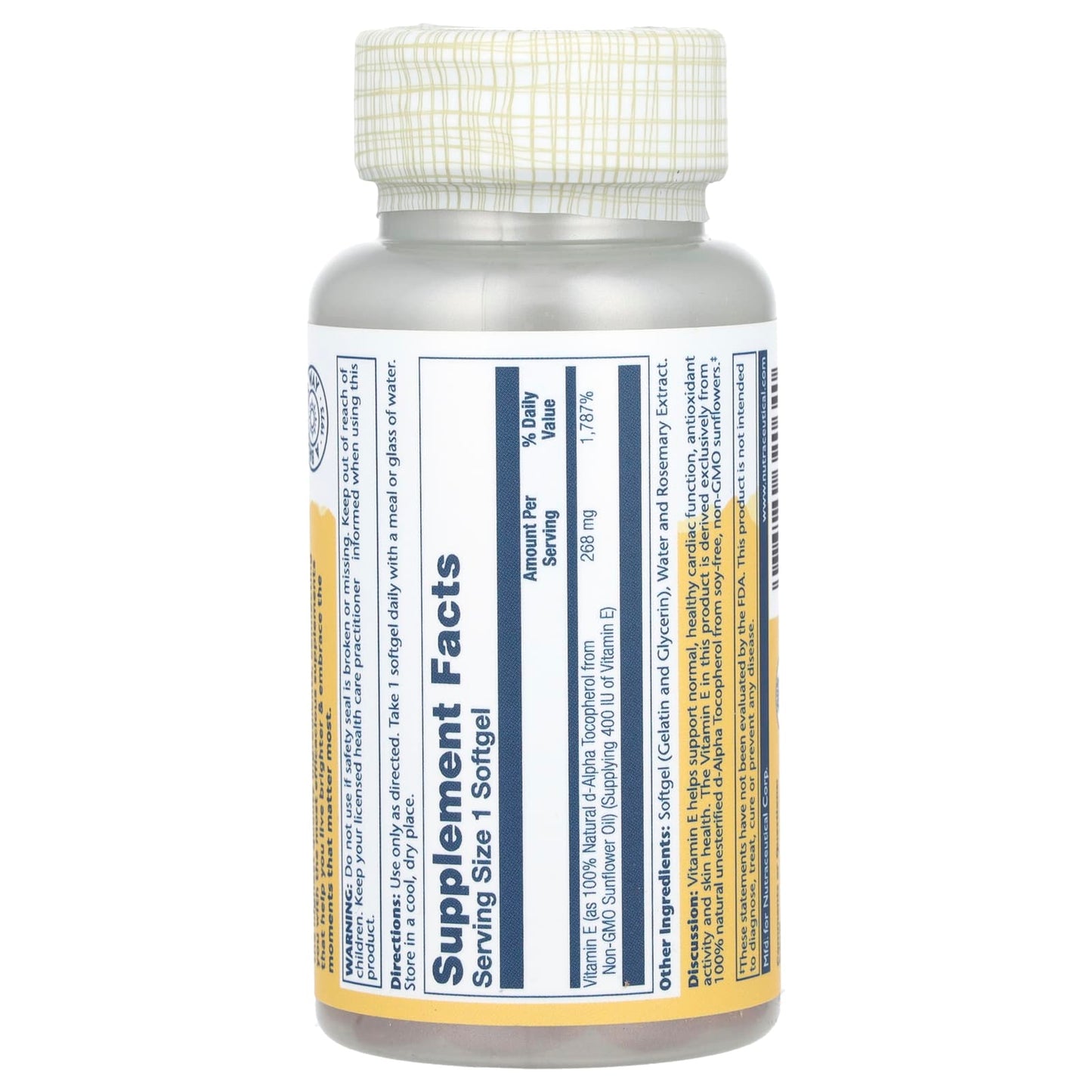 Solaray, Super Bio E, 60 Softgels UPC 076280320640 | HiLife Vitamins