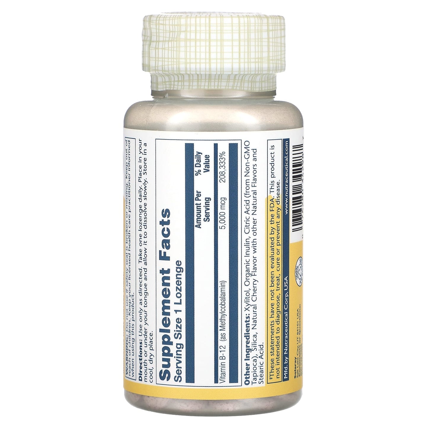 Solaray, Methyl B-12 5000 Mcg, 60 Lozenges UPC 076280342987 | HiLife Vitamins
