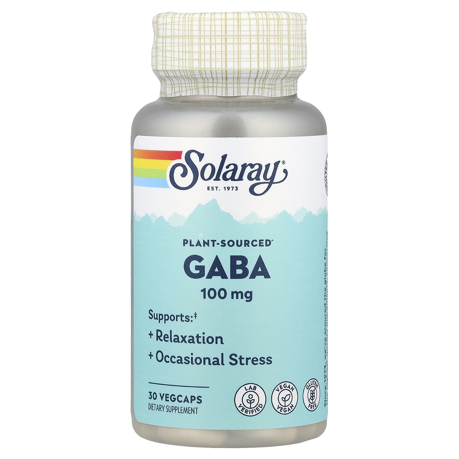 Solaray, Plant-Sourced GABA, 100 mg, 30 VegCaps UPC 076280346688 | HiLife Vitamins