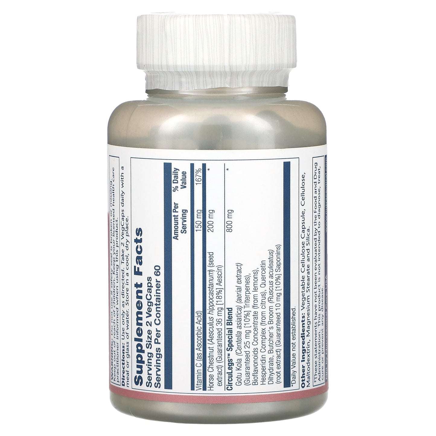 Solaray, Horse Chestnut Circulegs 200 mg, 120 VegCaps UPC 076280366600 | HiLife Vitamins