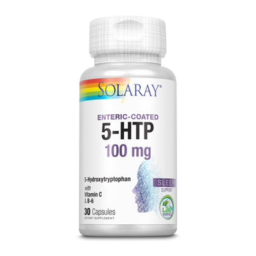 Solaray, 5-HTP w/B-6 & C 100mg, 30 Enteric-Coated Capsules UPC 076280366679 | HiLife Vitamins
