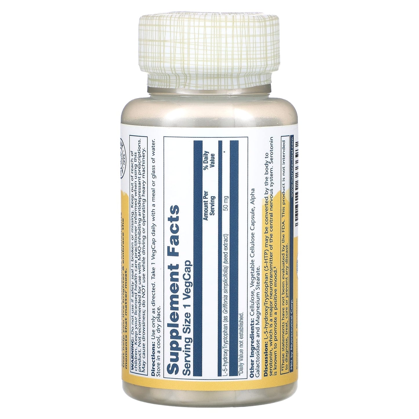 Solaray, 5-Htp 50 mg, 60 VegCaps UPC 076280366693 | HiLife Vitamins