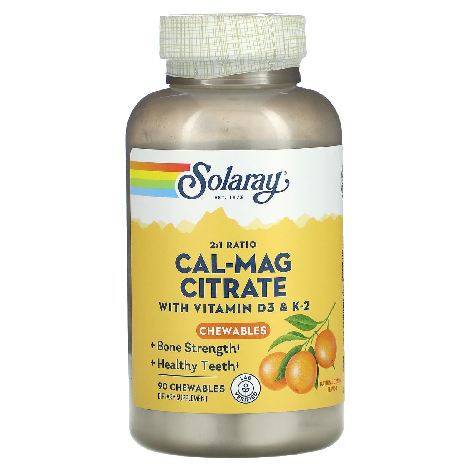 Solaray, CAL-MAG CITRATE PLUS D-3 + K-2, 90 Chewables UPC 076280373691 | HiLife Vitamins