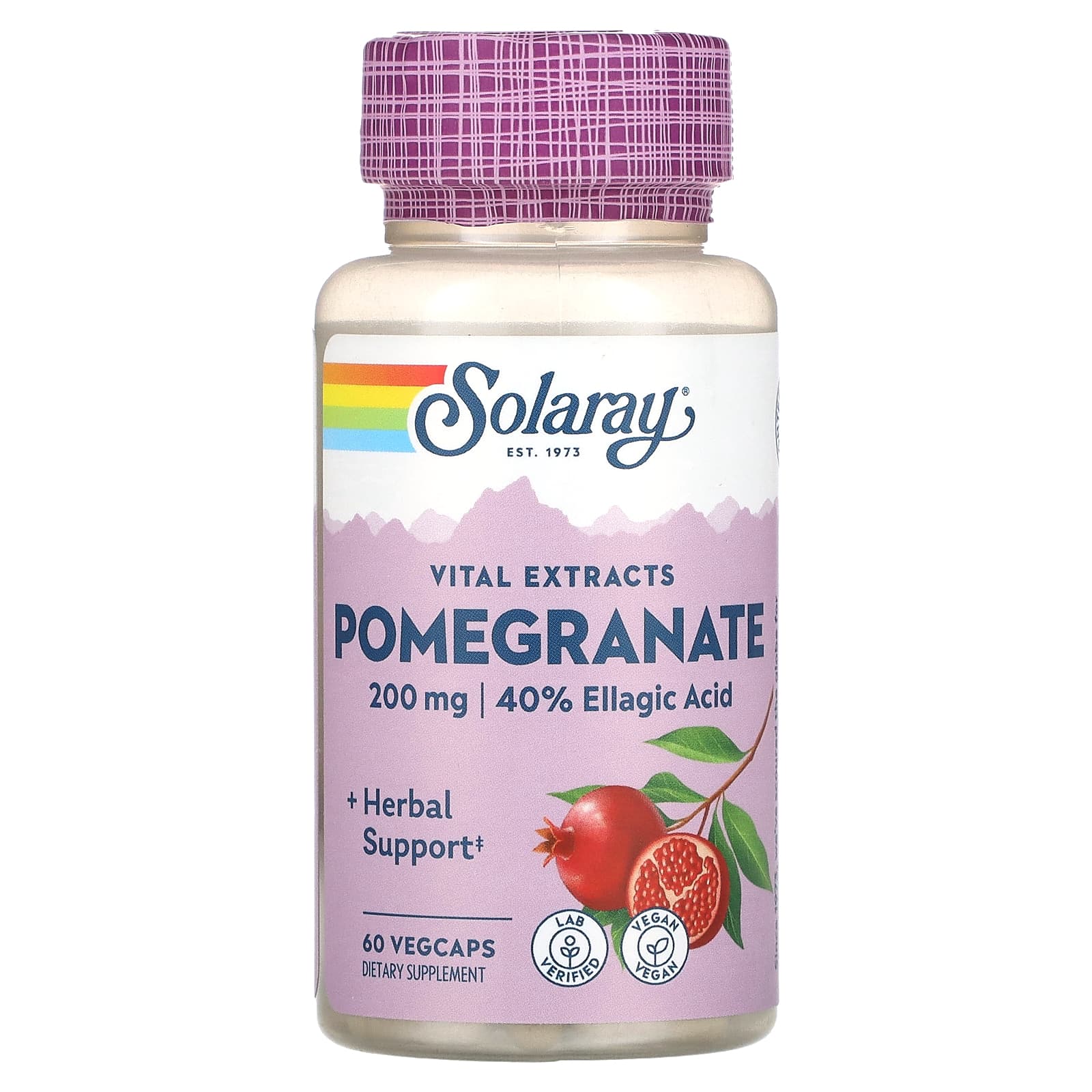 Solaray, Vital Extracts, Pomegranate, 200 mg, 60 Capsules UPC 076280375909 | HiLife Vitamins