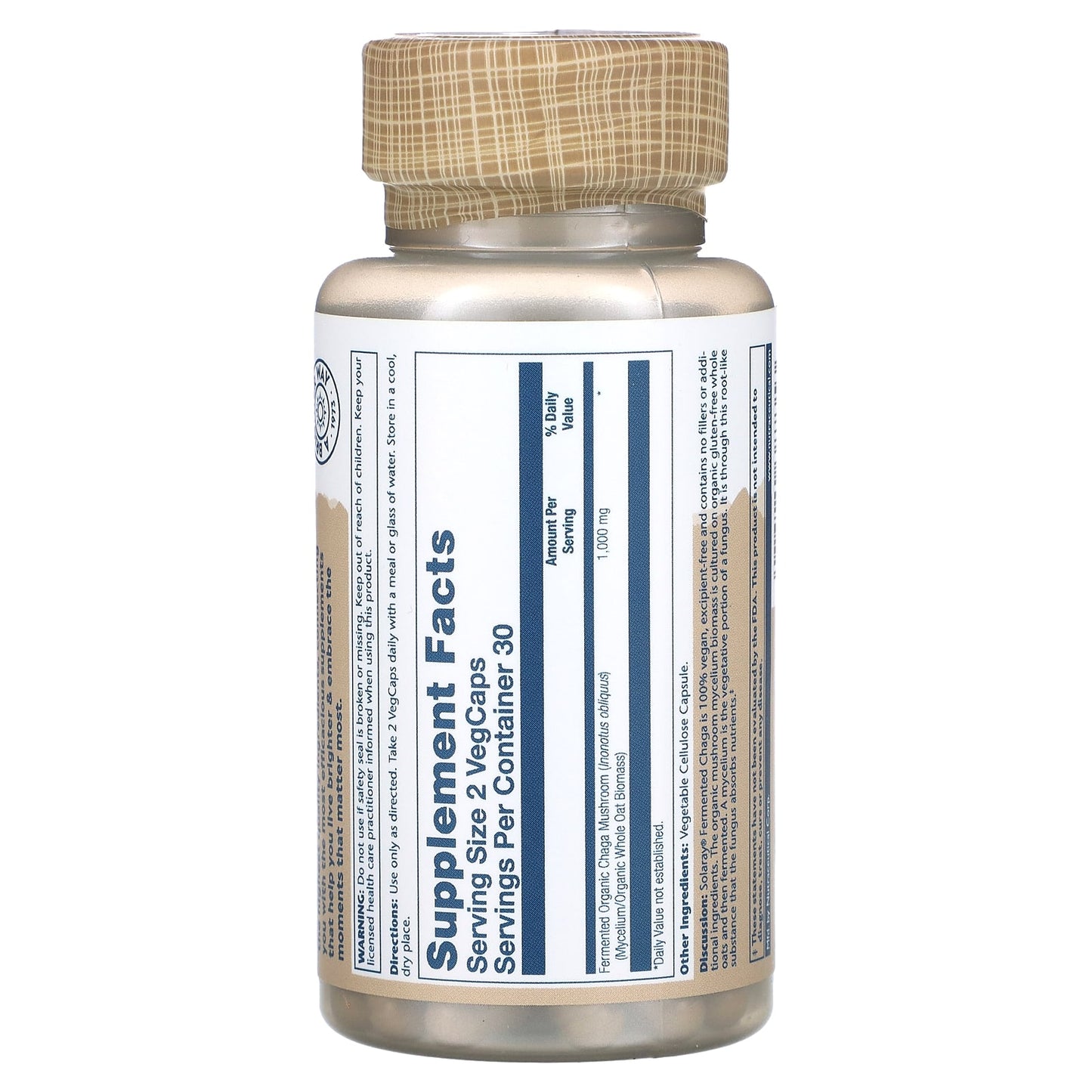 Solaray, Fermented Chaga Mushrooms, 500 mg, 60 VegCaps UPC 076280387353 | HiLife Vitamins
