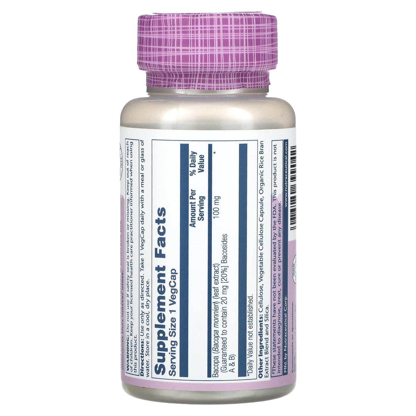 Solaray, Vital Extracts, Bacopa, 100 mg, 60 VegCaps UPC 076280399042 | HiLife Vitamins