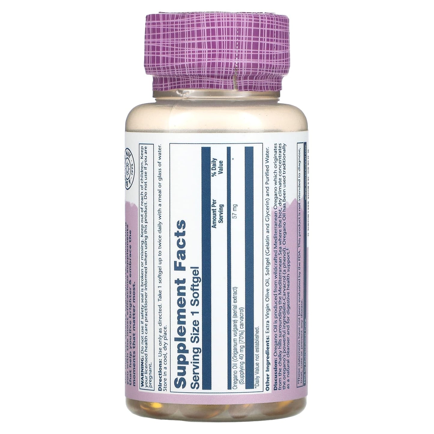 Solaray, Oregano Oil 70% Carvacrol, 60 Softgels UPC 076280413496 | HiLife Vitamins