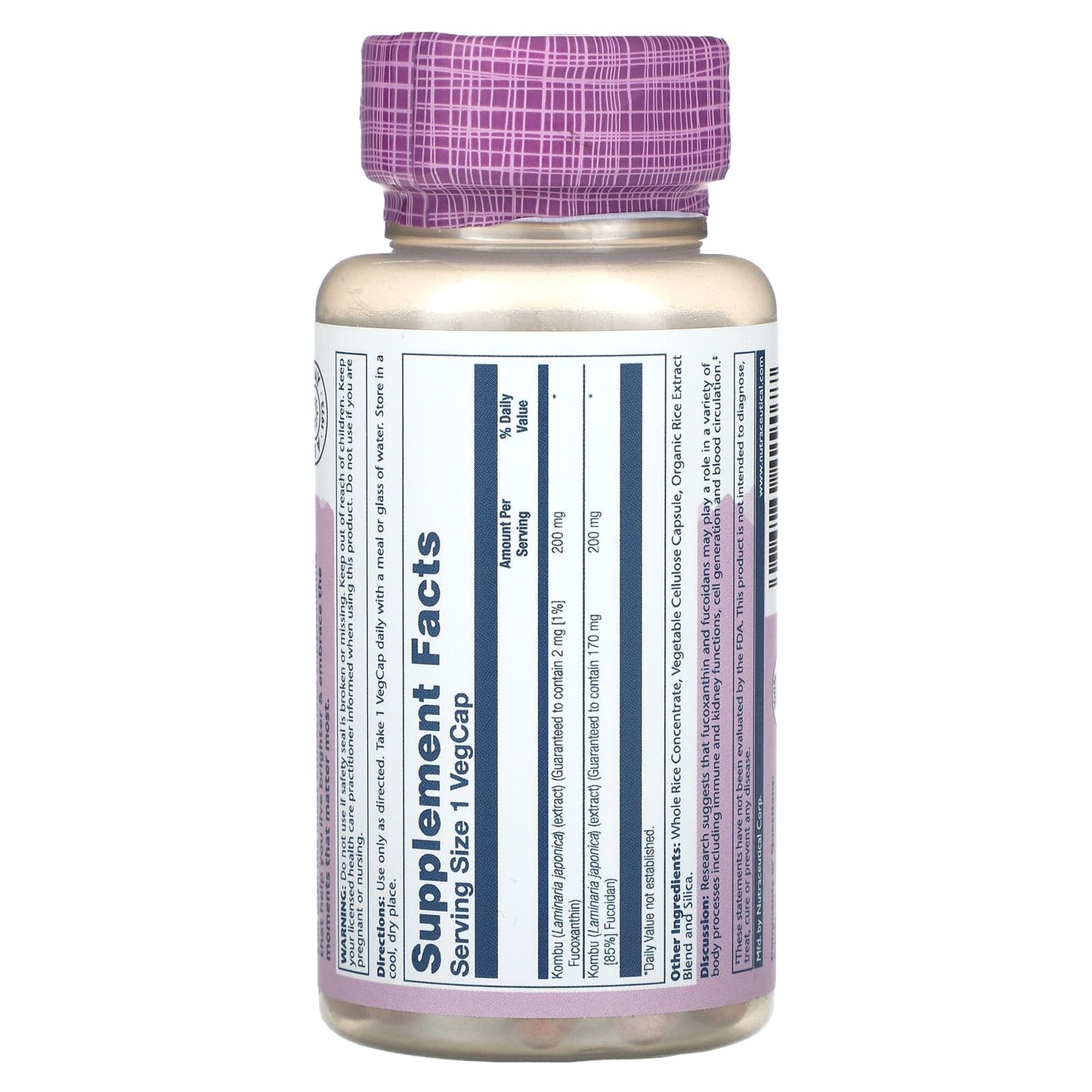 Solaray, Vital Extracts, Kombu, 200 mg, 30 VegCaps UPC 076280429077 | HiLife Vitamins