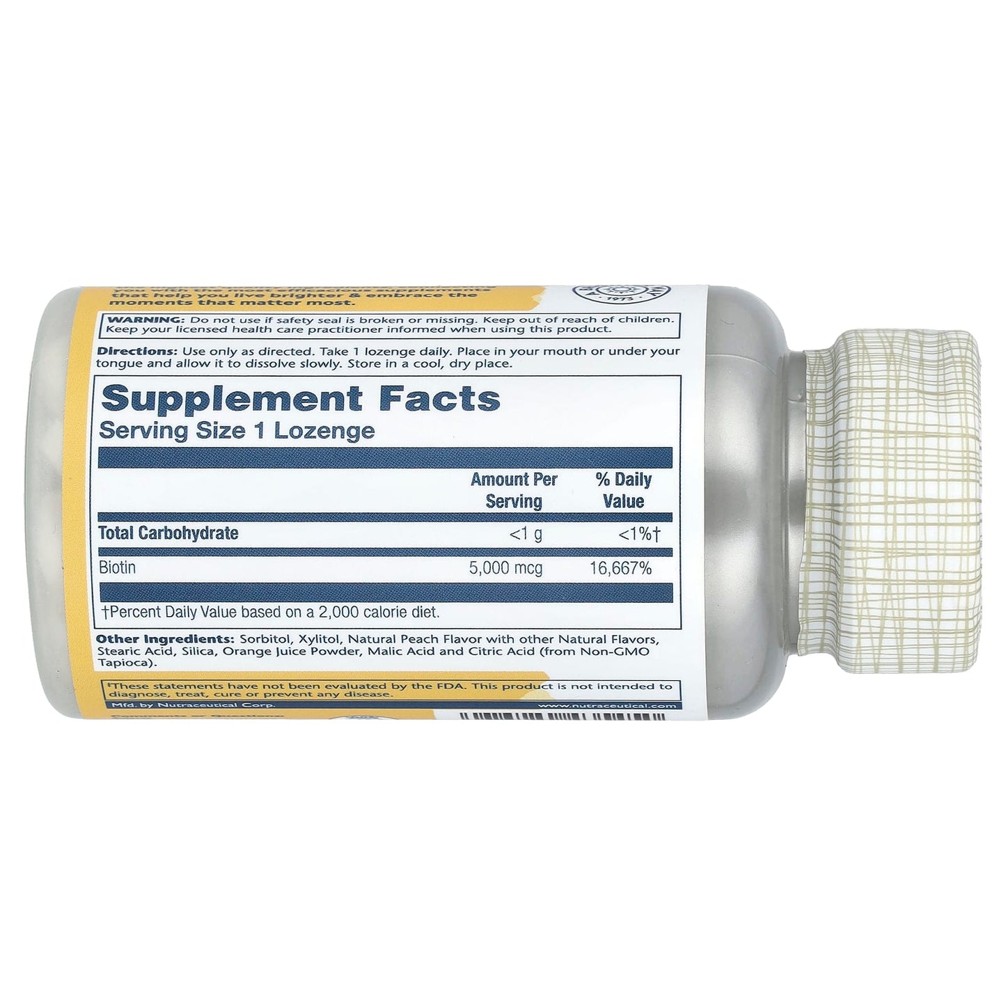 Solaray, Biotin Tangy Fruit 5000mcg, 60 Lozenges UPC 076280435450 | HiLife Vitamins