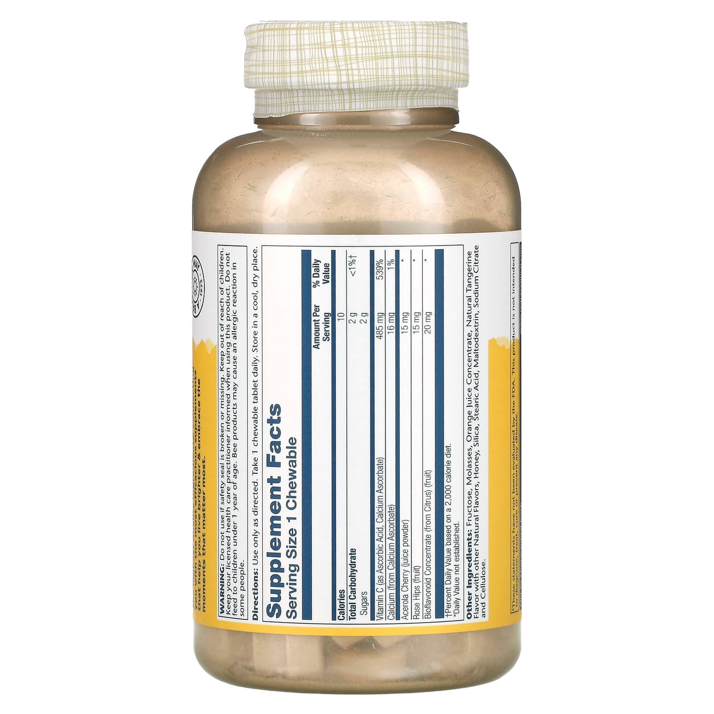 Solaray, C Orange 500 mg, 100 Chewable UPC 076280449051 | HiLife Vitamins