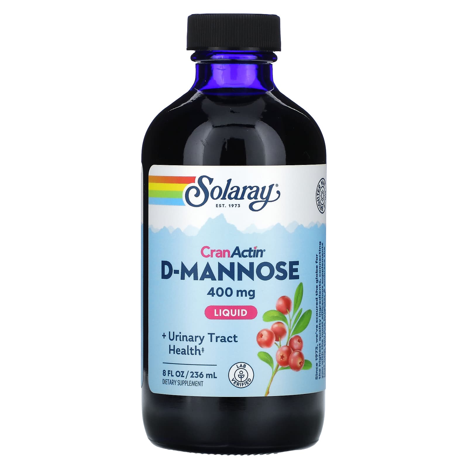 Solaray, Liquid, CranActin D-Mannose, 400 mg, 8 Oz UPC 076280457933 | HiLife Vitamins