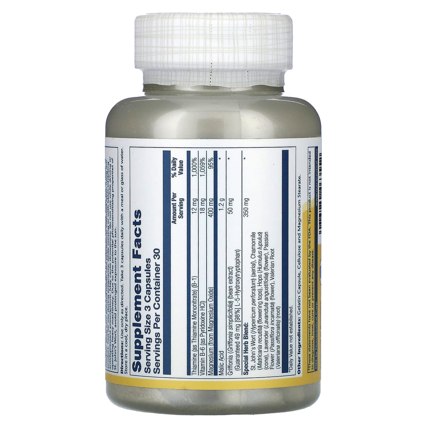 Solaray, Malic Acid Magnesium, 90 Capsules UPC 076280463552 | HiLife Vitamins