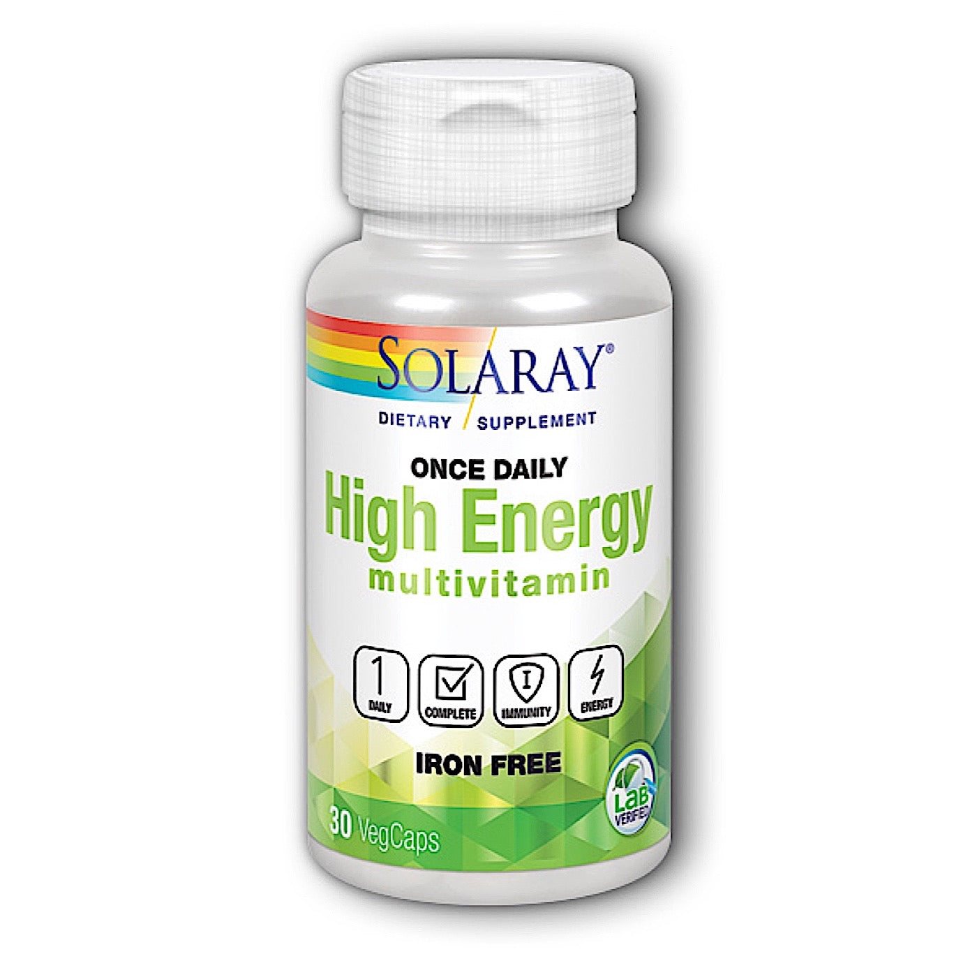 Solaray, Once Daily High Energy Iron Free, 30 Capsules UPC 076280473049 | HiLife Vitamins